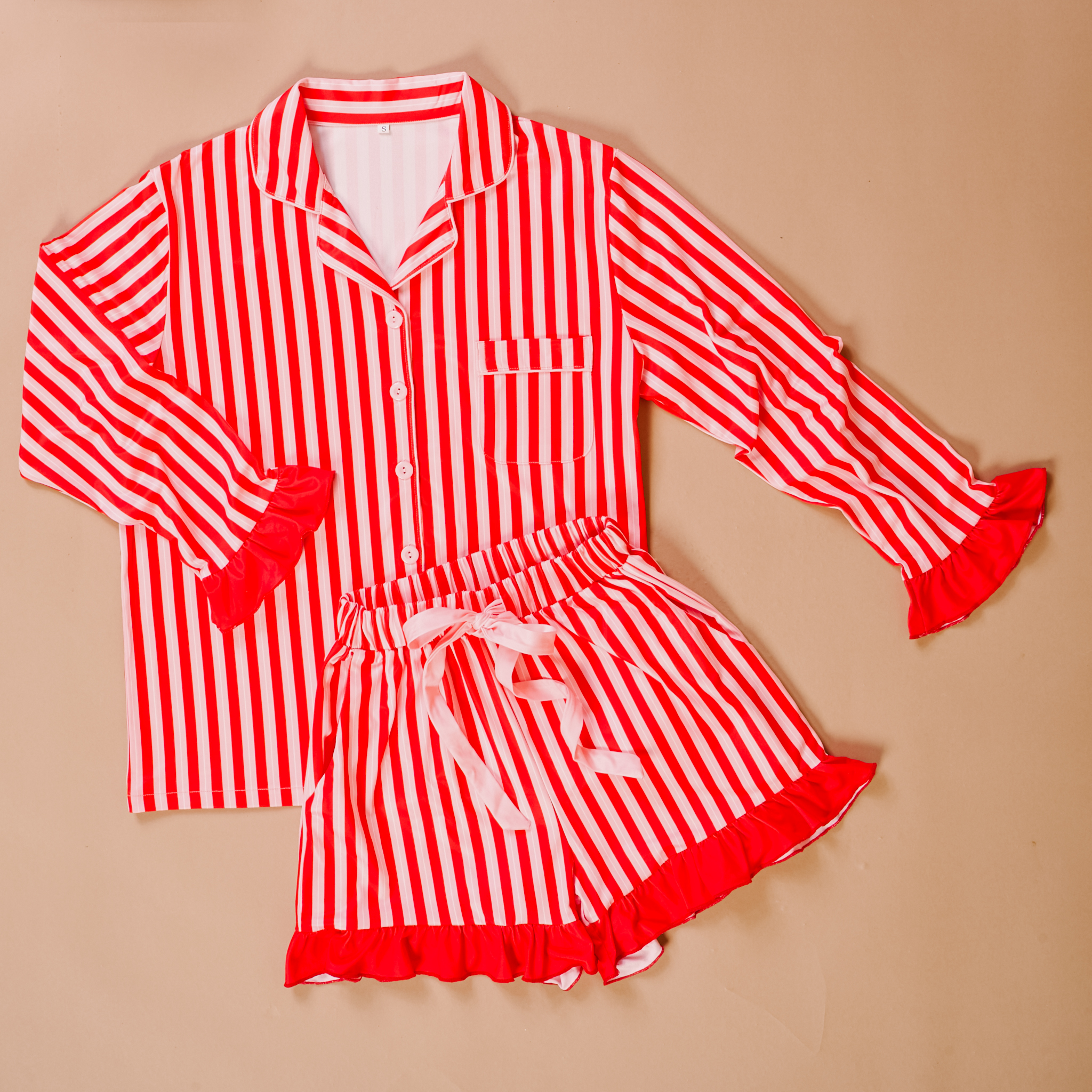 Picture of Sweet Dreams Pajama Shorts Set-XL-Peppermint Strip