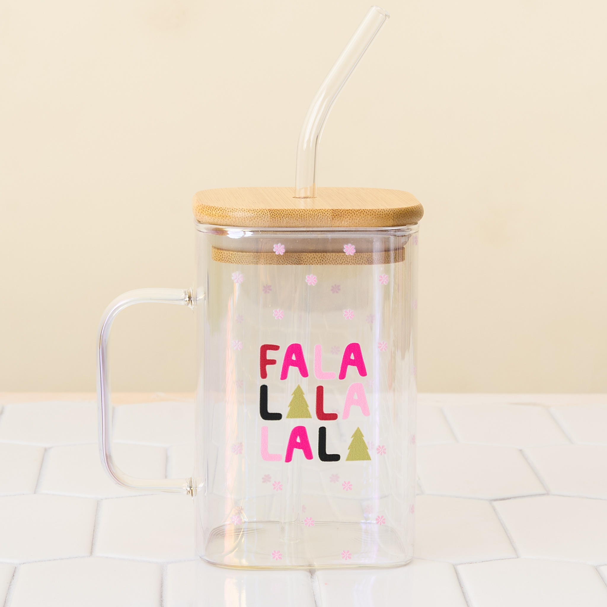 Picture of Square Glass Cup-Fa La La