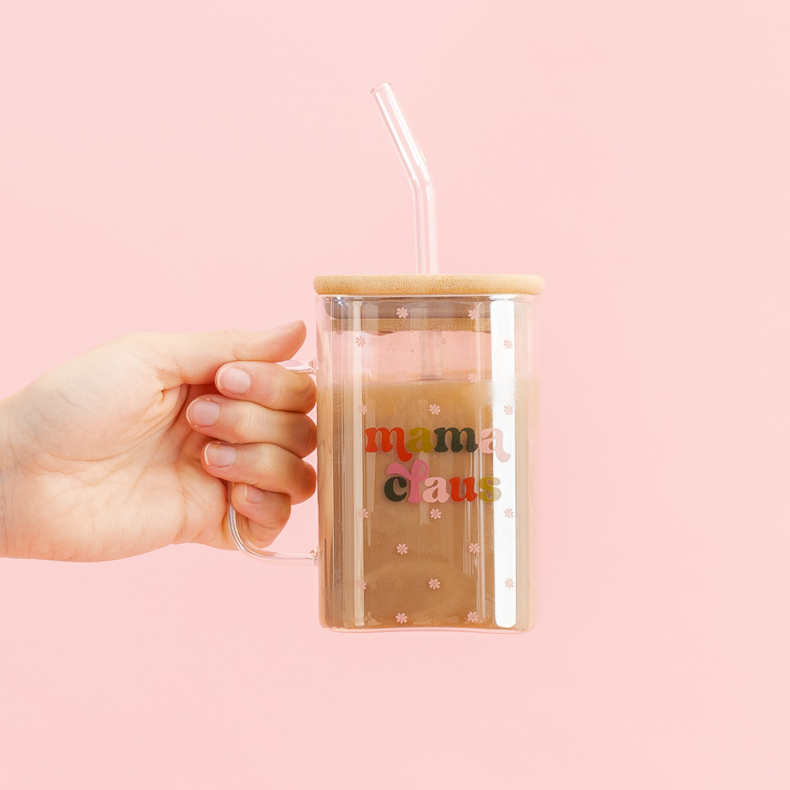 Picture of Square Glass Cup-Mama Claus