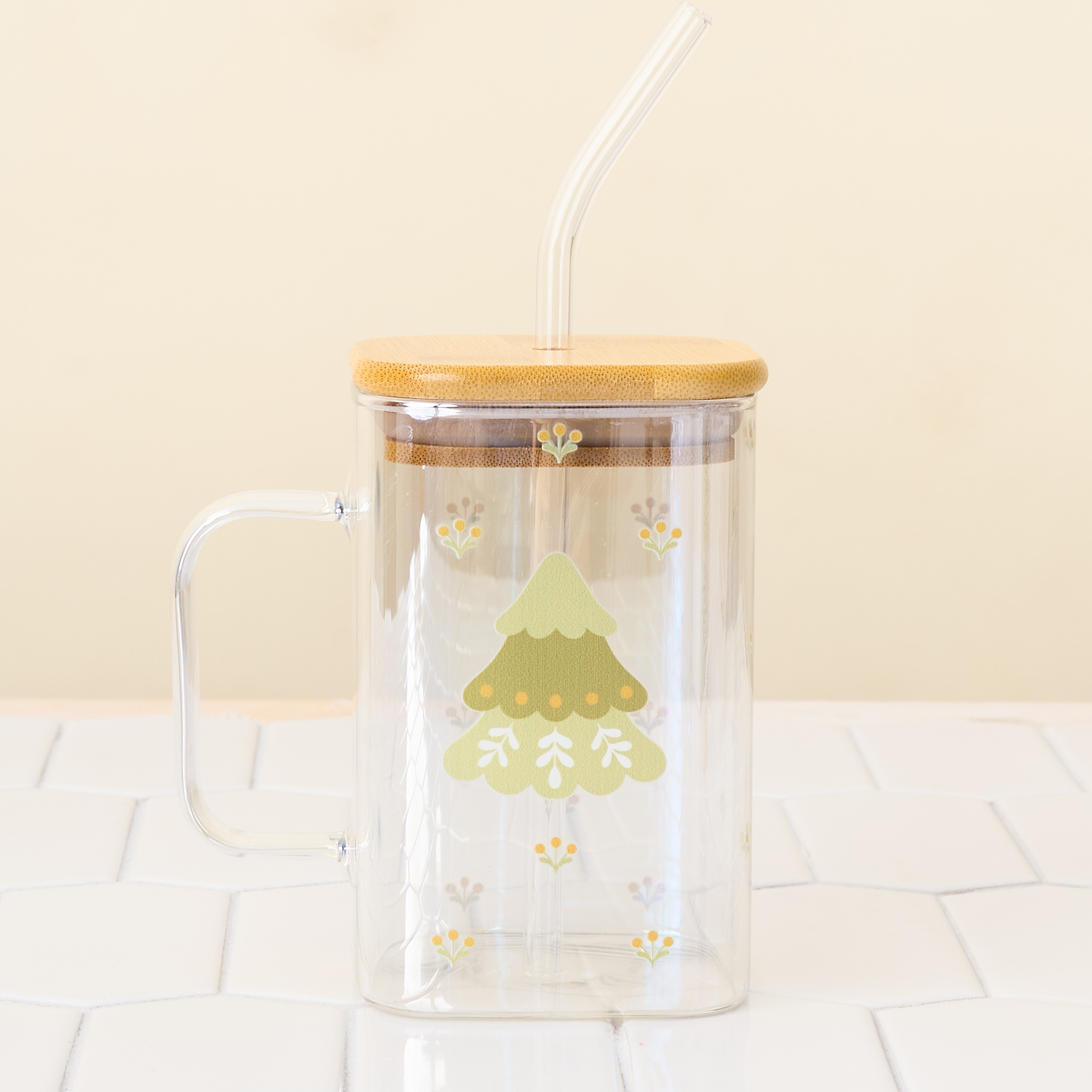 Picture of Square Glass Cup-Christmas Tree