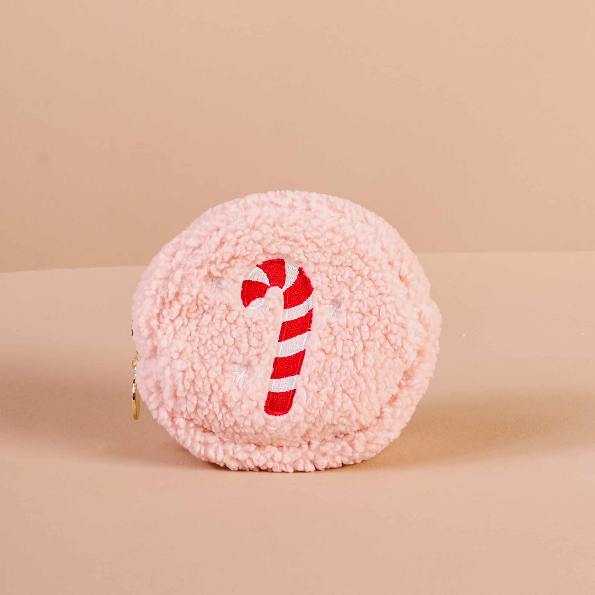 Picture of Circle Teddy Pouch-Candy Cane
