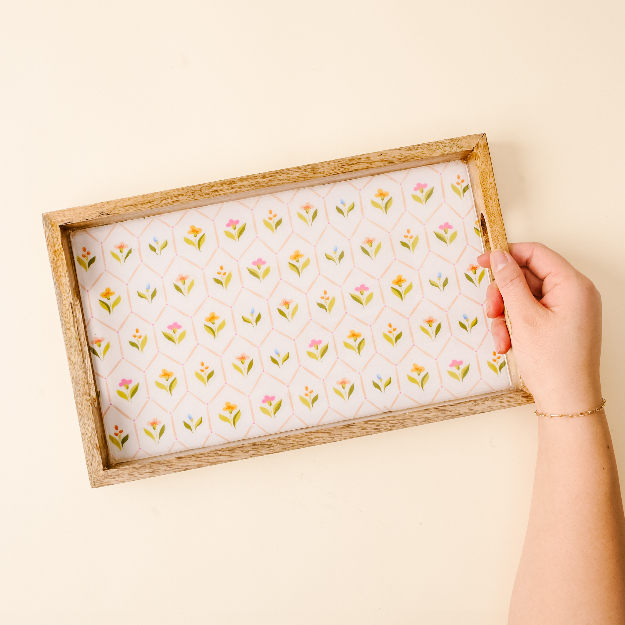 Picture of Rectangle Wood Enamel Tray-Handpicked For You