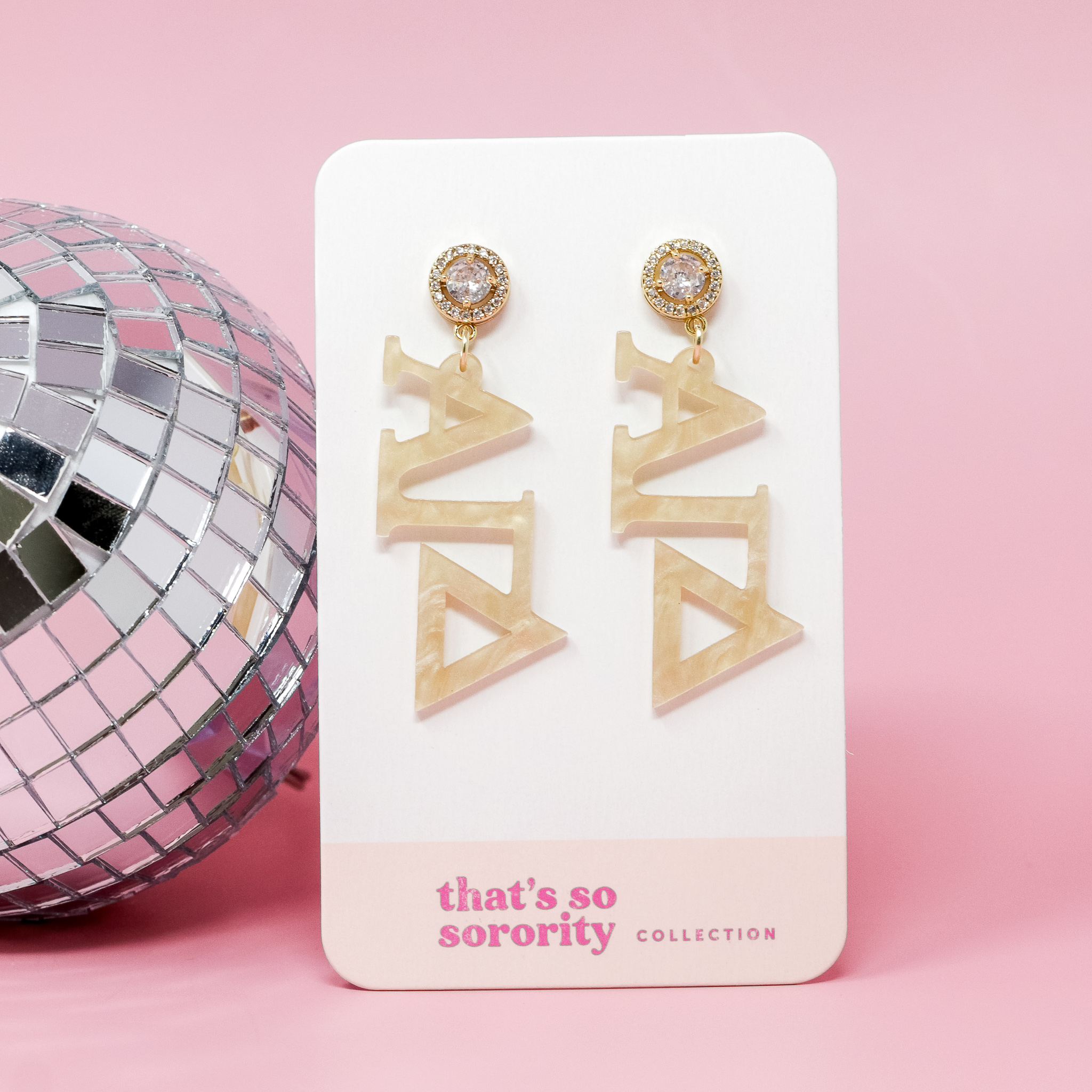 Picture of Sorority Greek Letter Acrylic Earrings - Alpha Gam