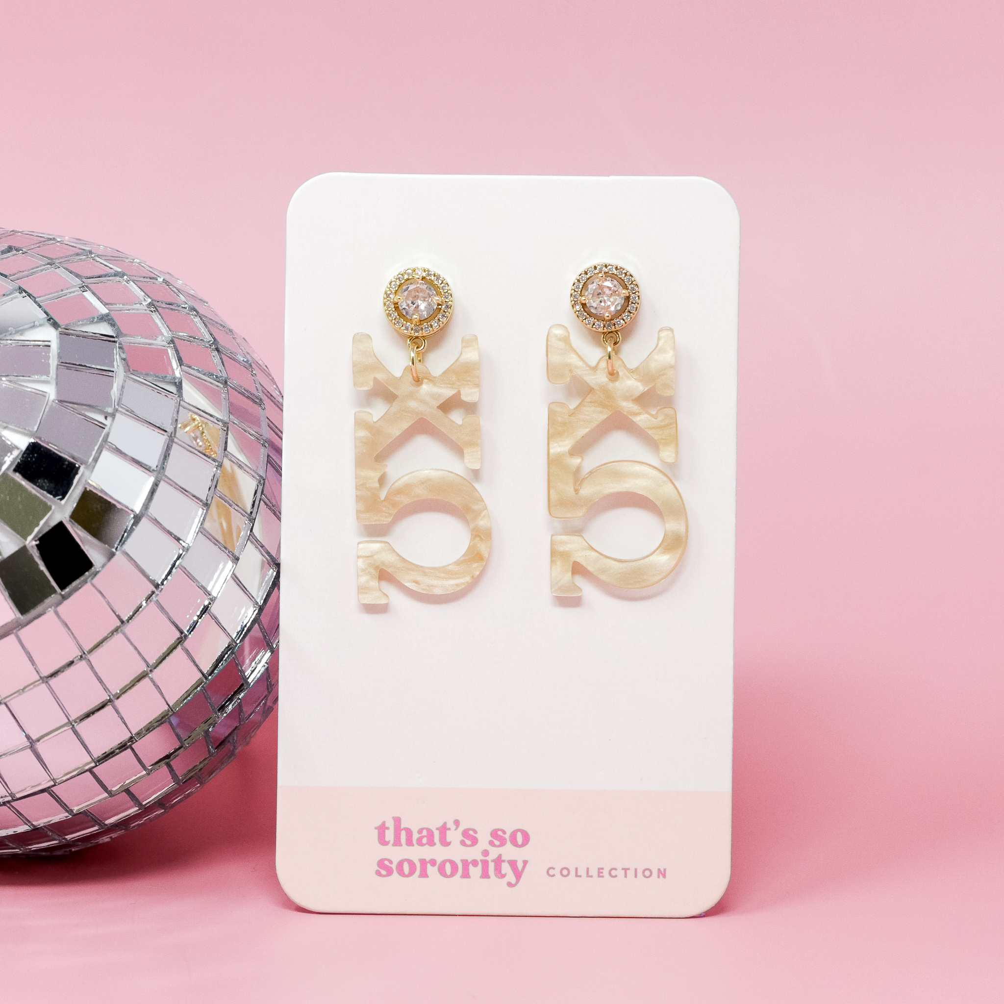 Picture of Sorority Greek Letter Acrylic Earrings - Chi Omega