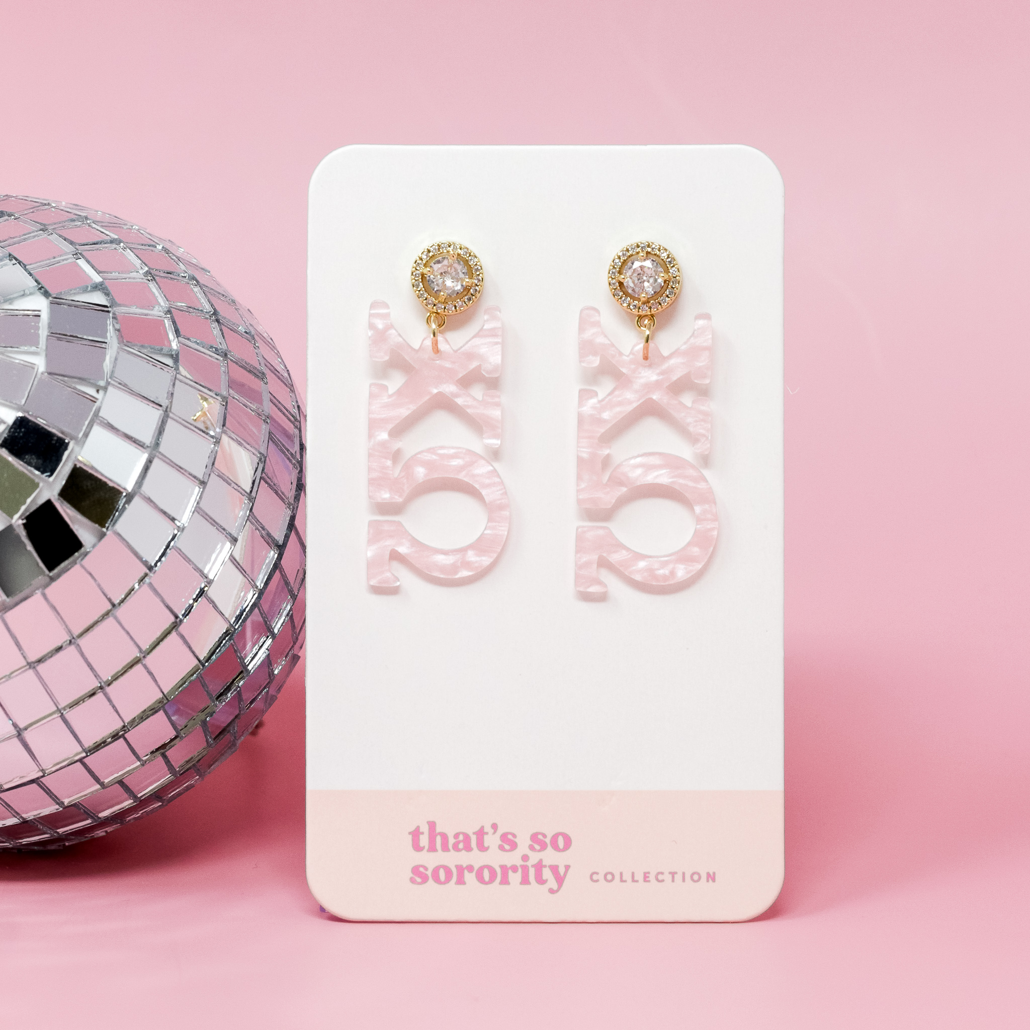 Picture of Sorority Greek Letter Acrylic Earrings - Chi Omega
