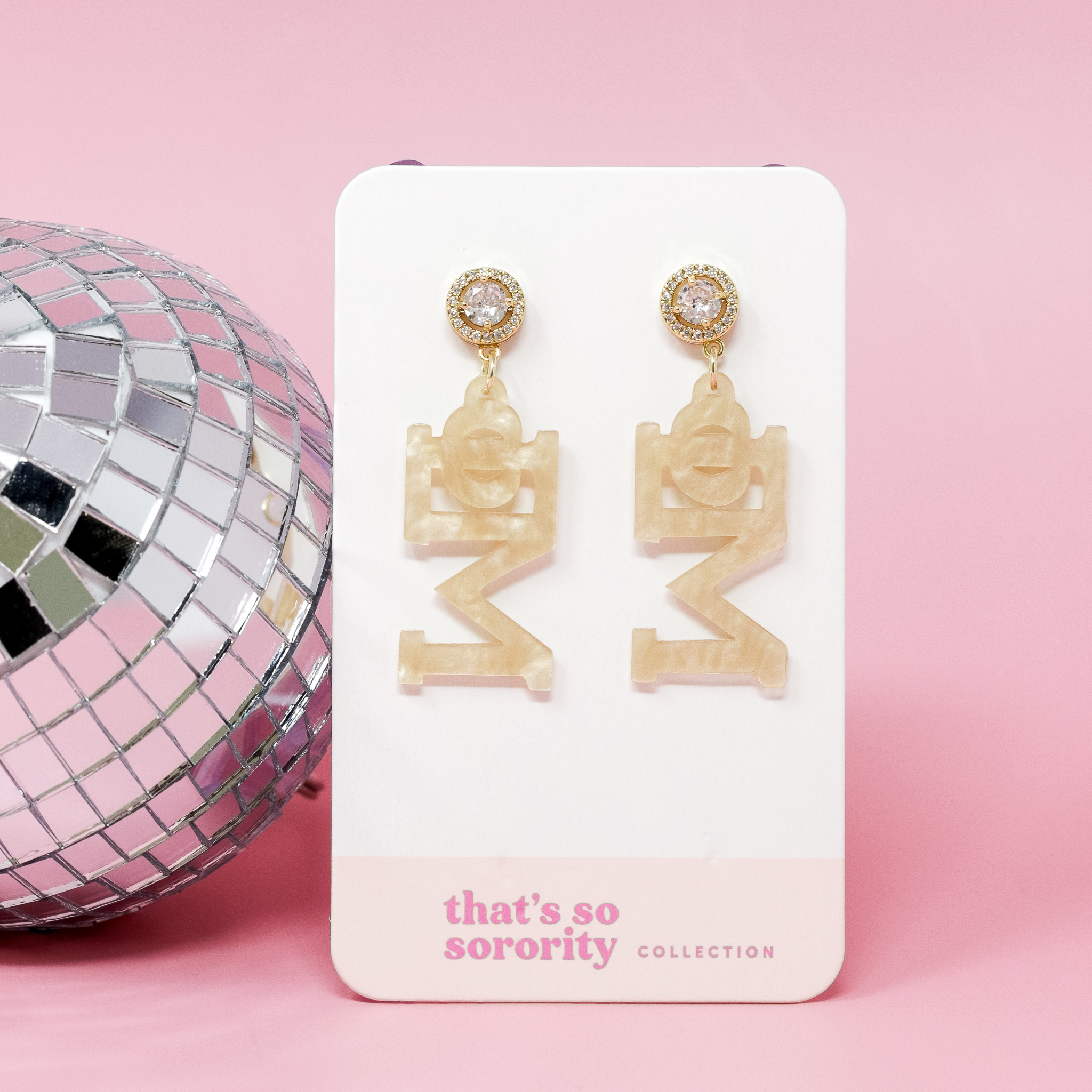Picture of Sorority Greek Letter Acrylic Earrings - Phi Mu- G