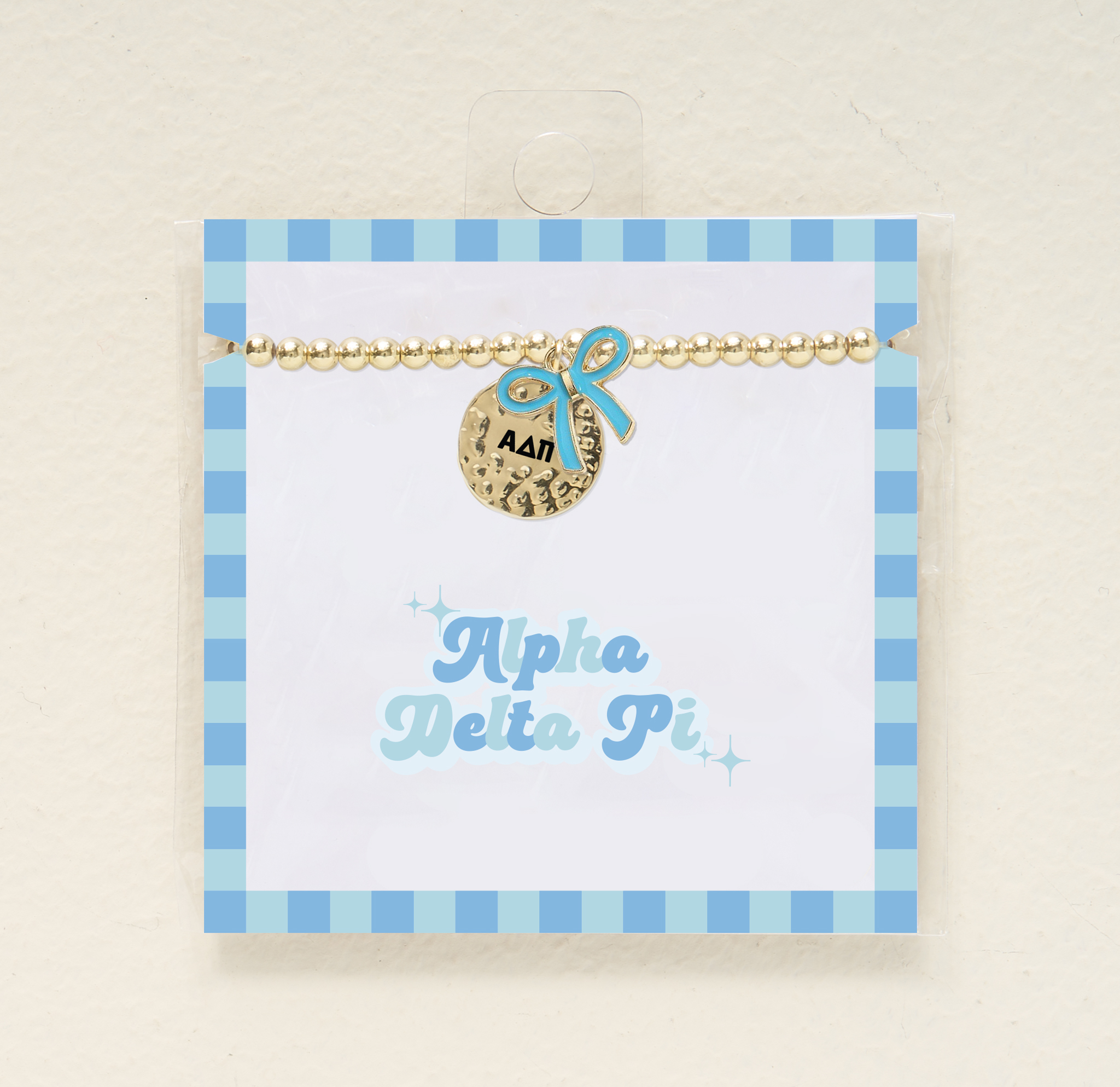 Picture of Sorority Bow Charm Bracelet-Gold-Alpha Delta Pi