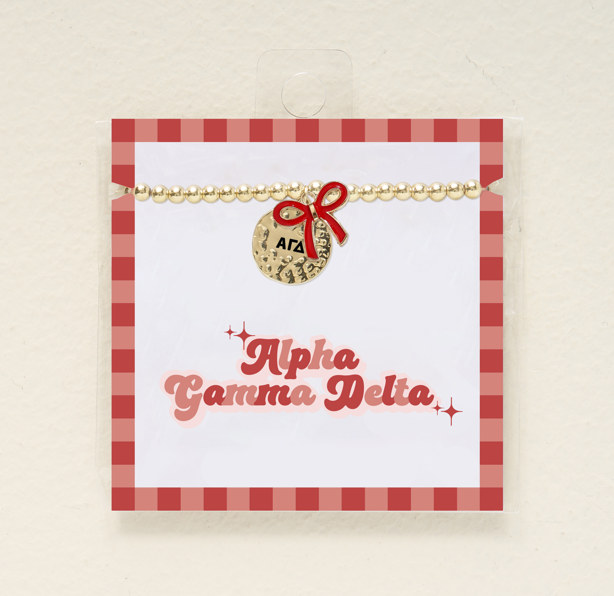 Picture of Sorority Bow Charm Bracelet-Gold-Alpha Gamma Delta