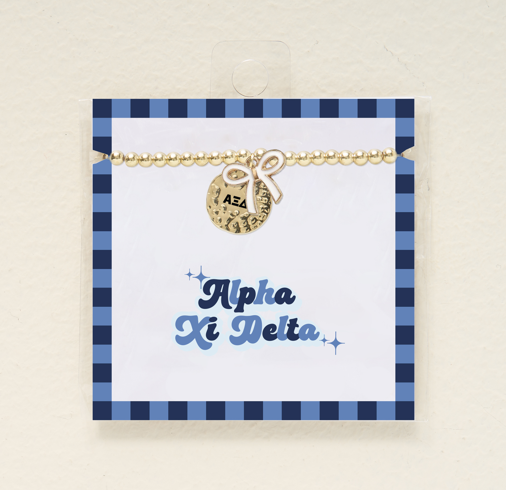 Picture of Sorority Bow Charm Bracelet-Gold-Alpha Xi Delta
