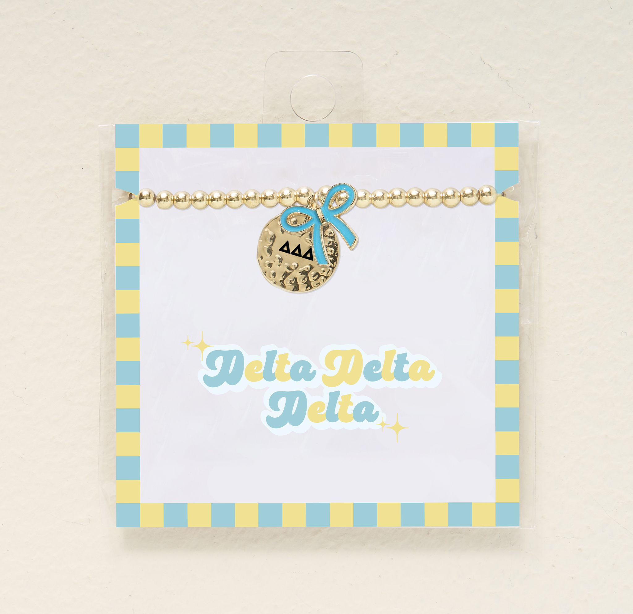 Picture of Sorority Bow Charm Bracelet-Gold-Delta Delta Delta