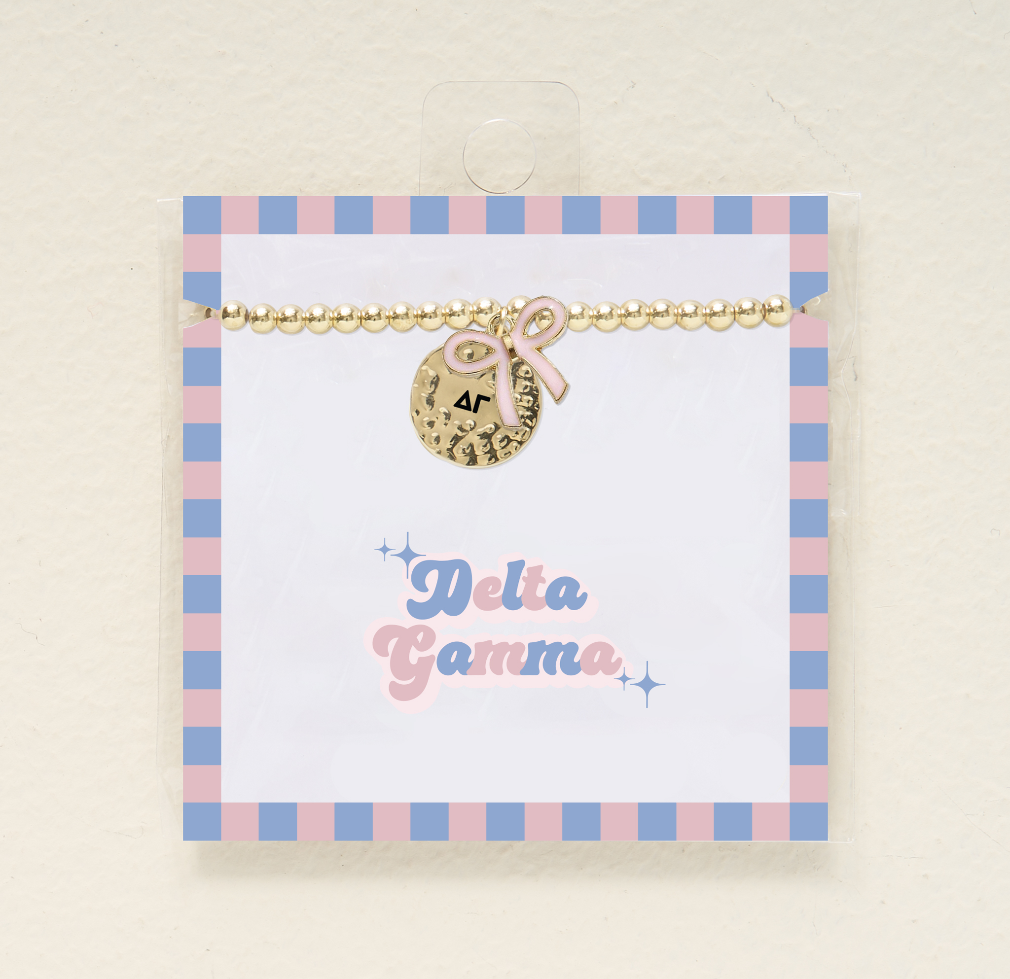 Picture of Sorority Bow Charm Bracelet-Gold-Delta Gamma