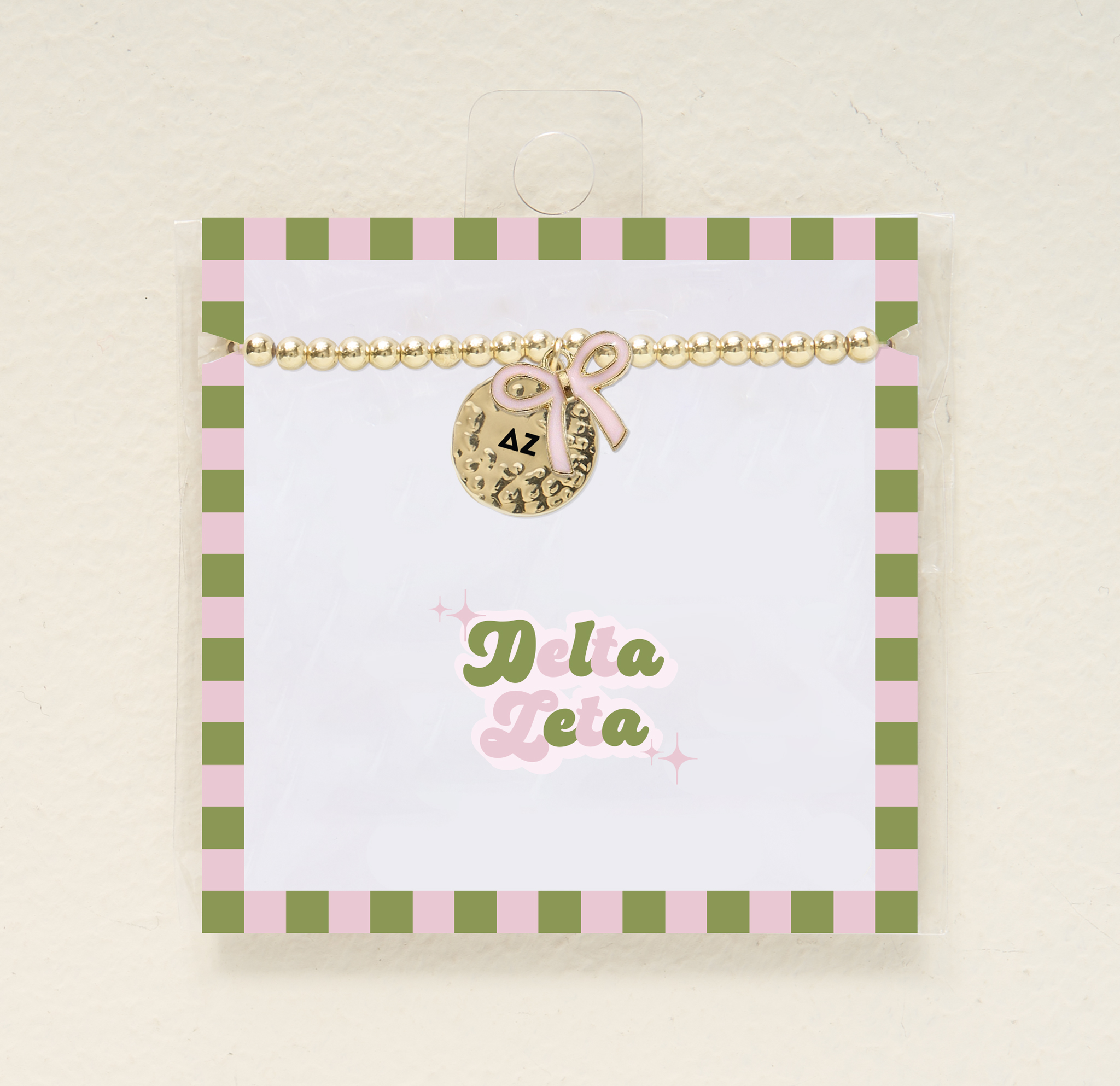 Picture of Sorority Bow Charm Bracelet-Gold-Delta Zeta