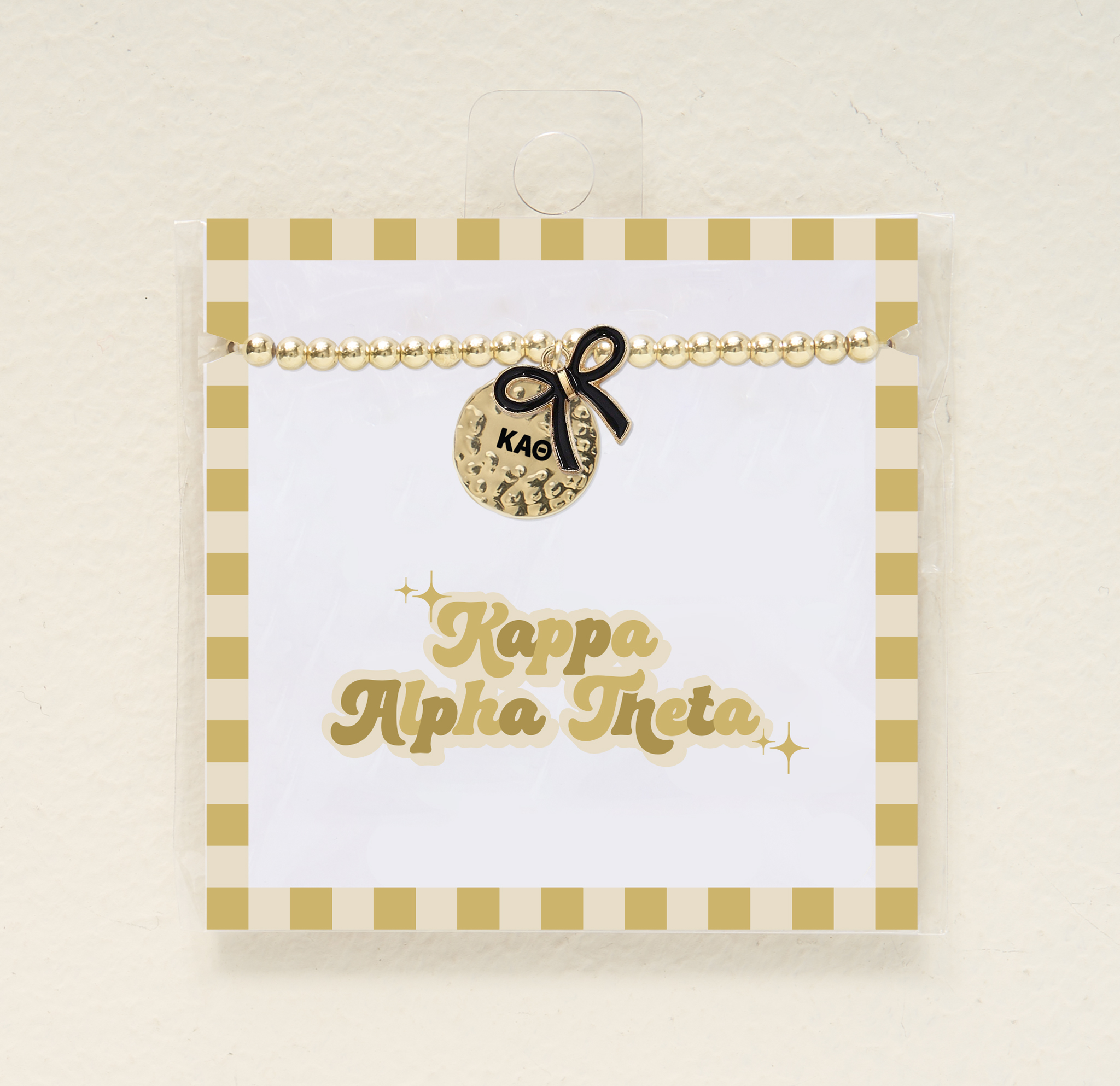 Picture of Sorority Bow Charm Bracelet-Gold-Kappa Alpha Theta