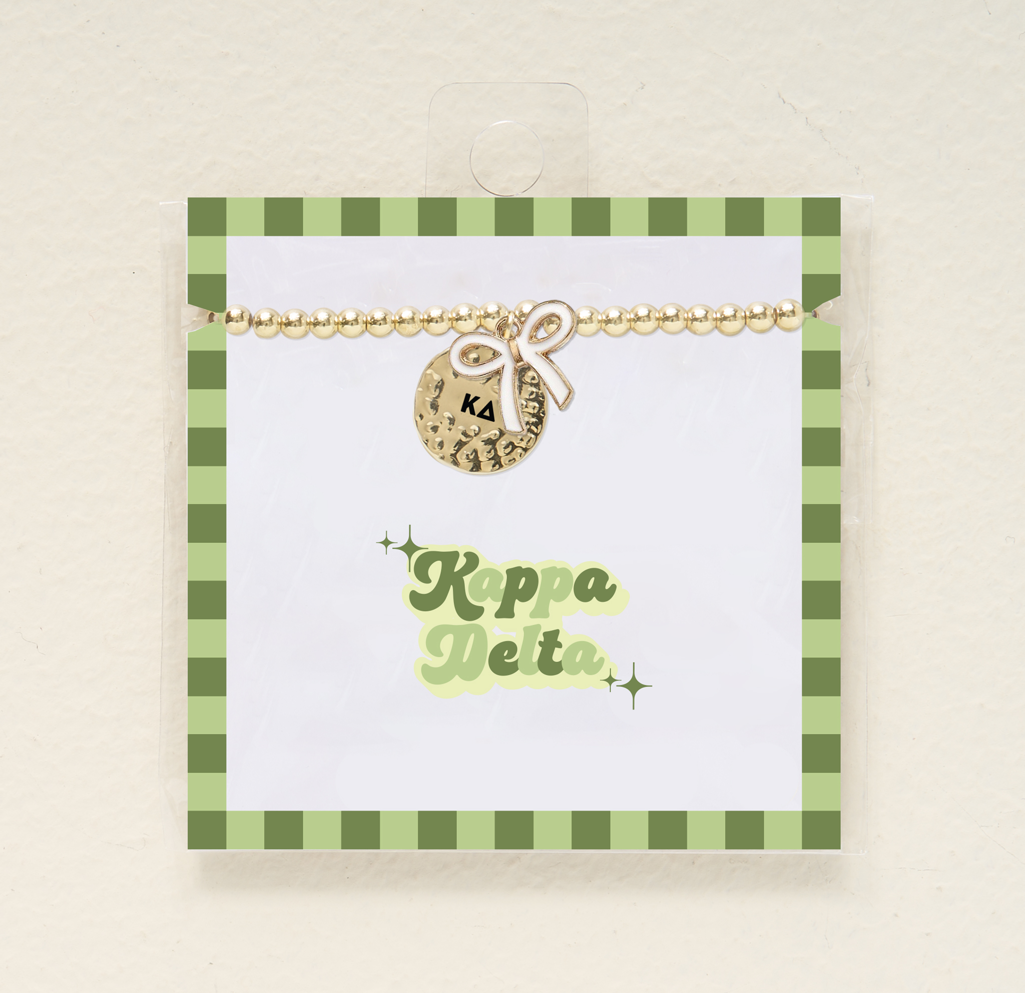 Picture of Sorority Bow Charm Bracelet-Gold-Kappa Delta
