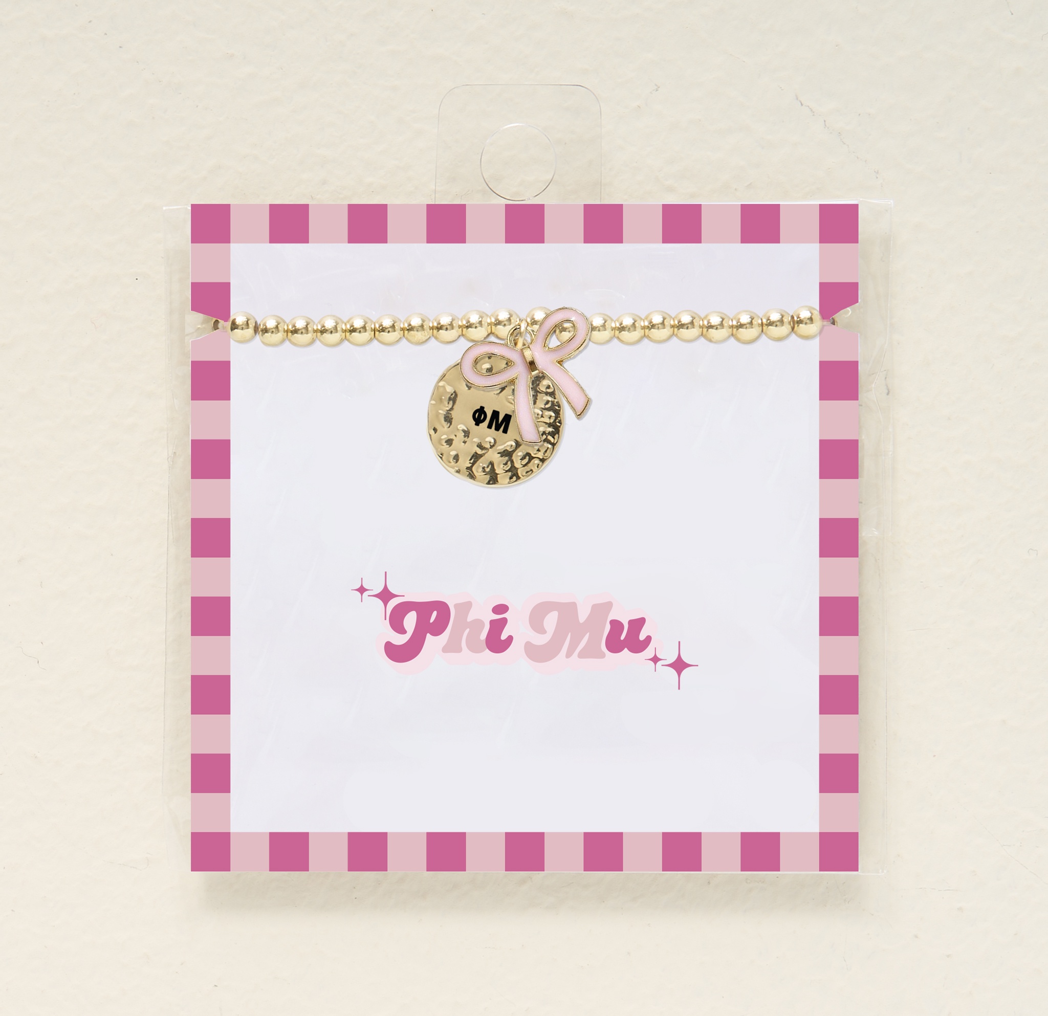 Picture of Sorority Bow Charm Bracelet-Gold-Phi Mu