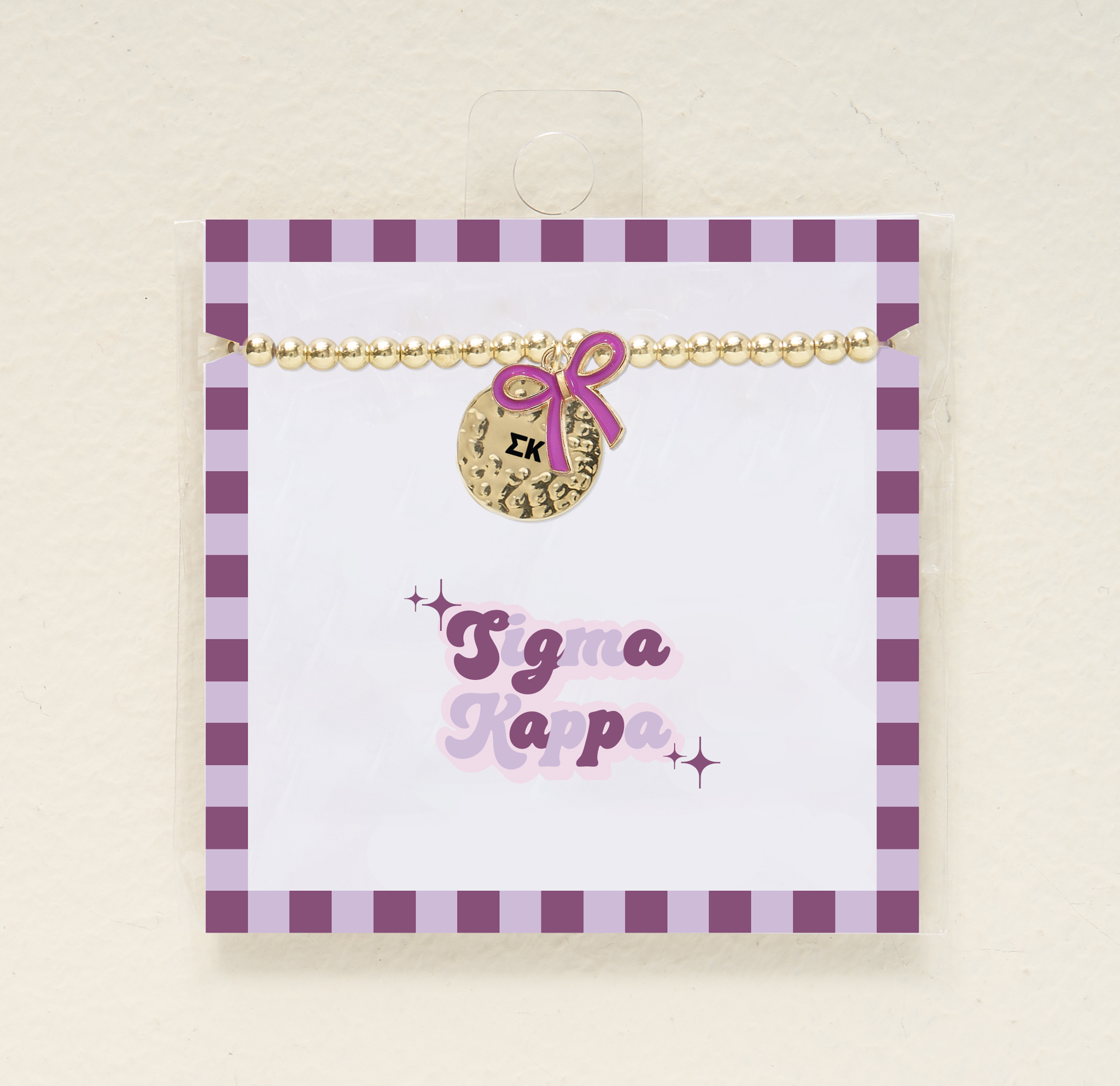 Picture of Sorority Bow Charm Bracelet-Gold-Sigma Kappa