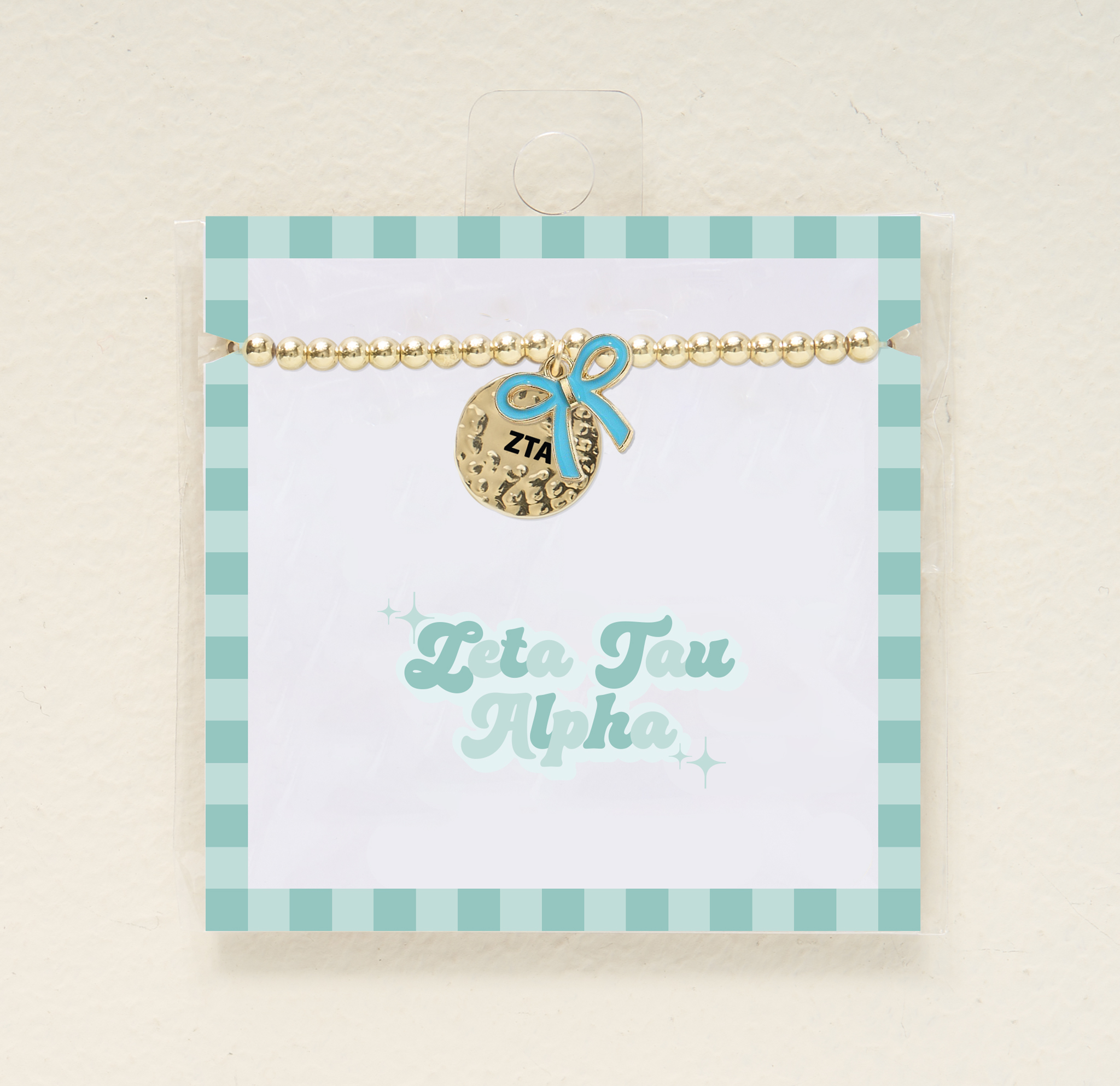 Picture of Sorority Bow Charm Bracelet-Gold-Zeta Tau Alpha