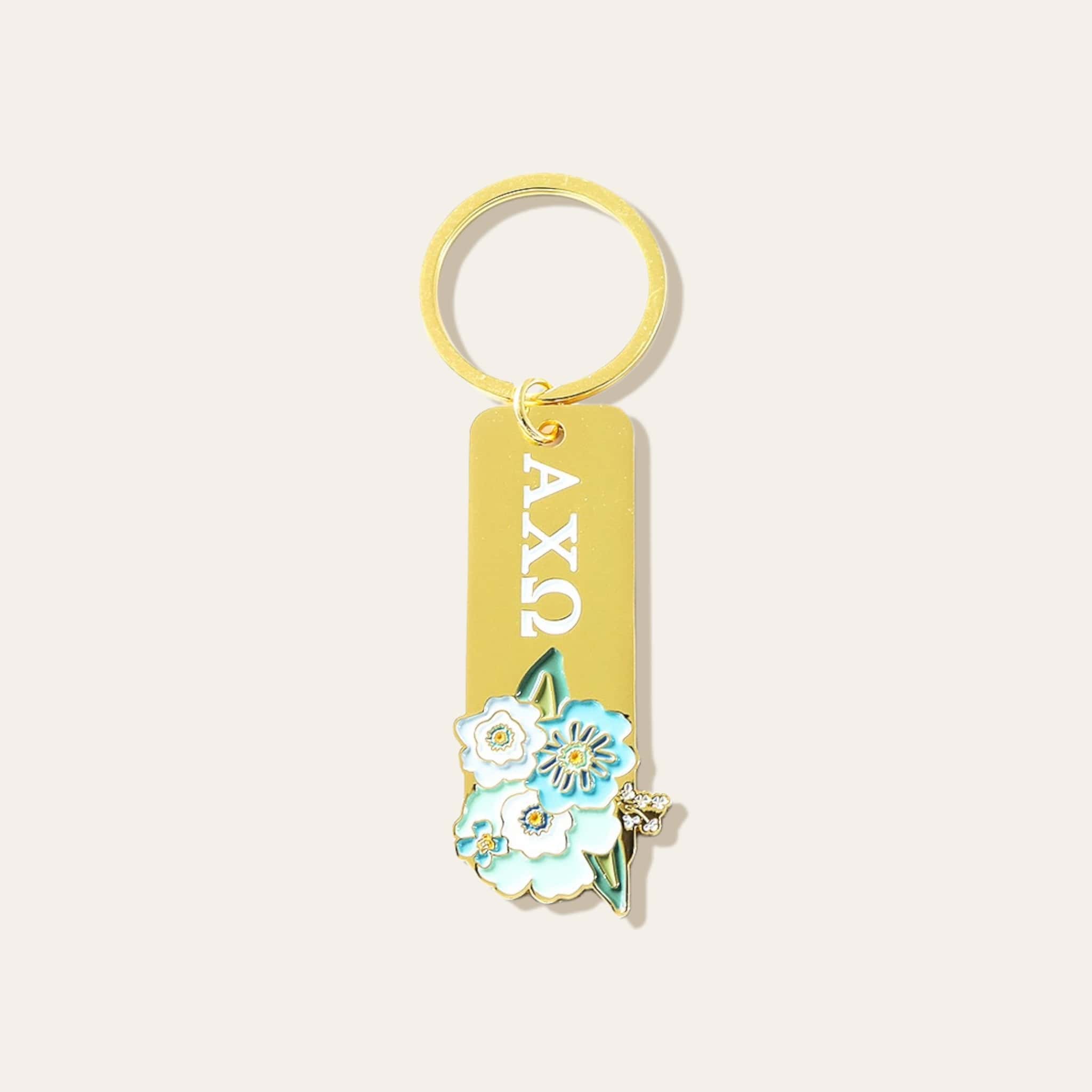 Picture of Sorority Greek Letter Enamel Floral Keychain- Alph
