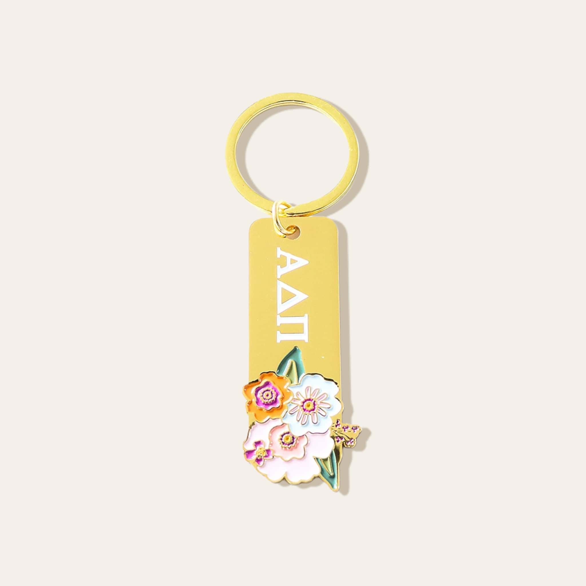 Picture of Sorority Greek Letter Enamel Floral Keychain- Alph