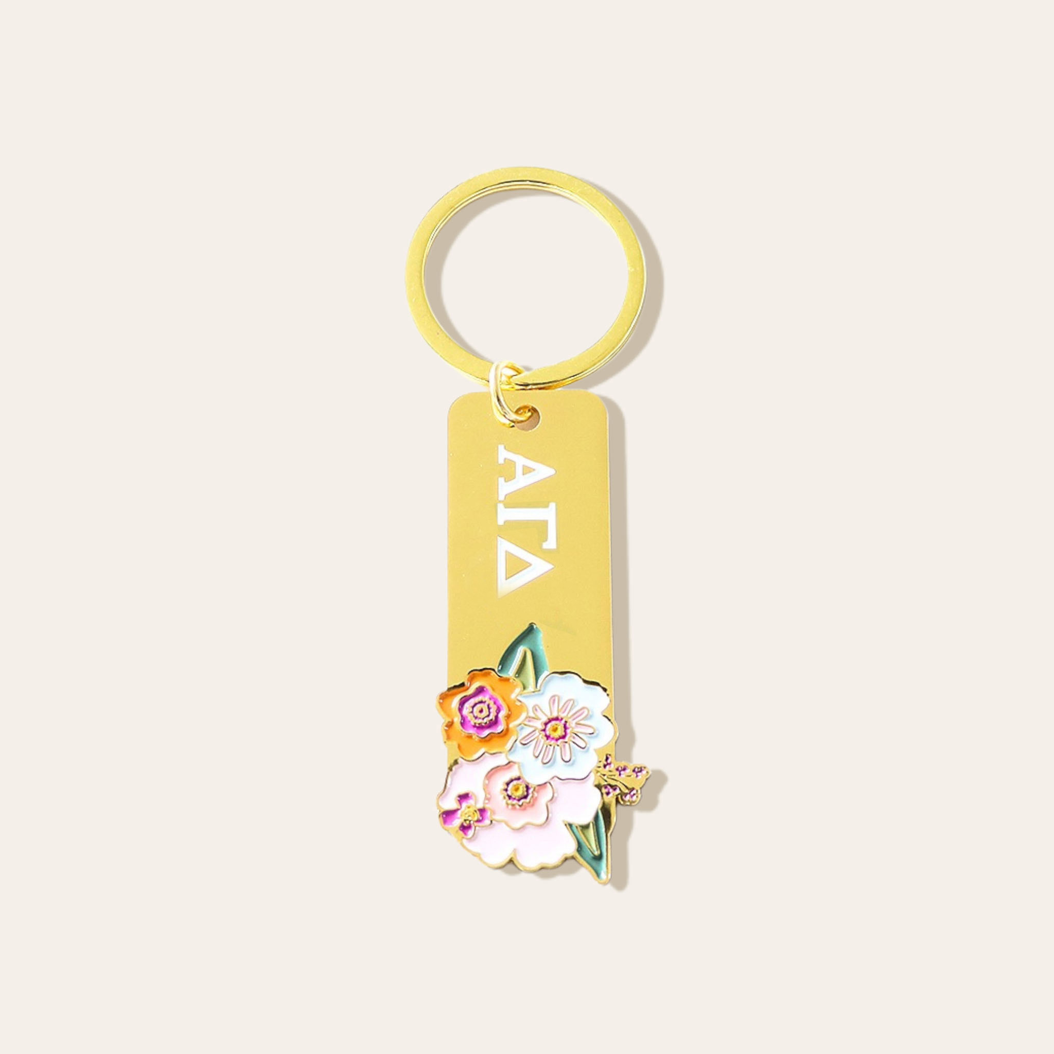 Picture of Sorority Greek Letter Enamel Floral Keychain- Alph