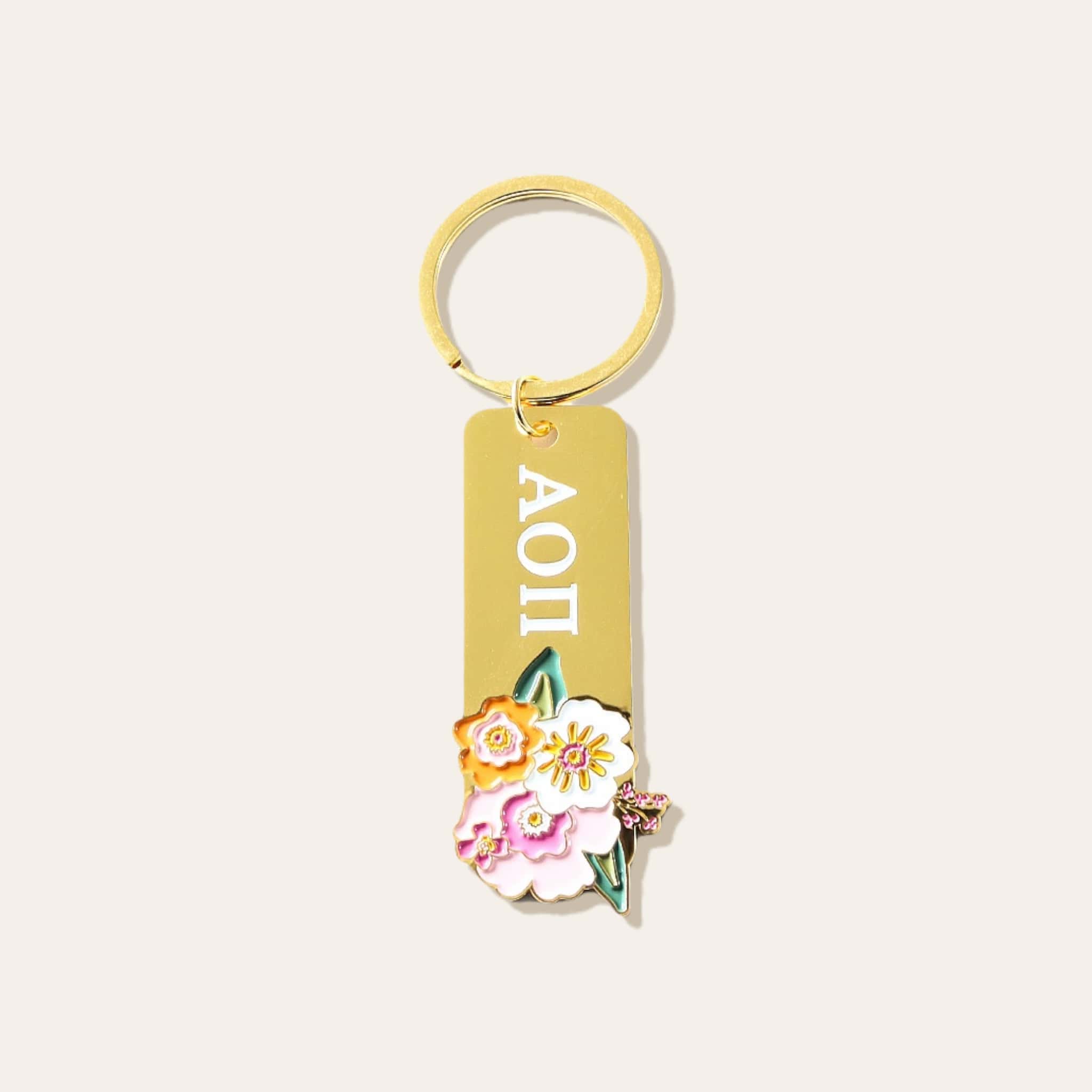 Picture of Sorority Greek Letter Enamel Floral Keychain- Alph