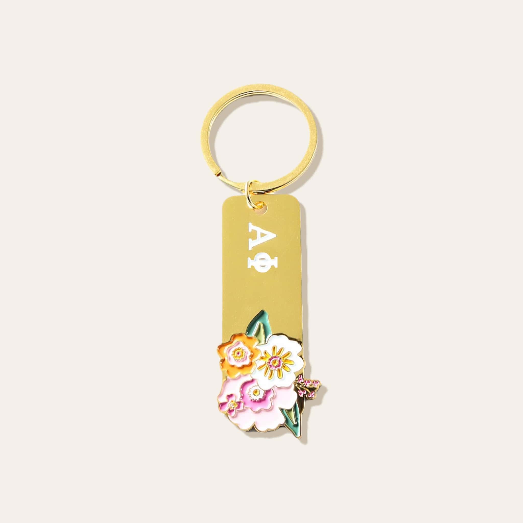 Picture of Sorority Greek Letter Enamel Floral Keychain- Alph