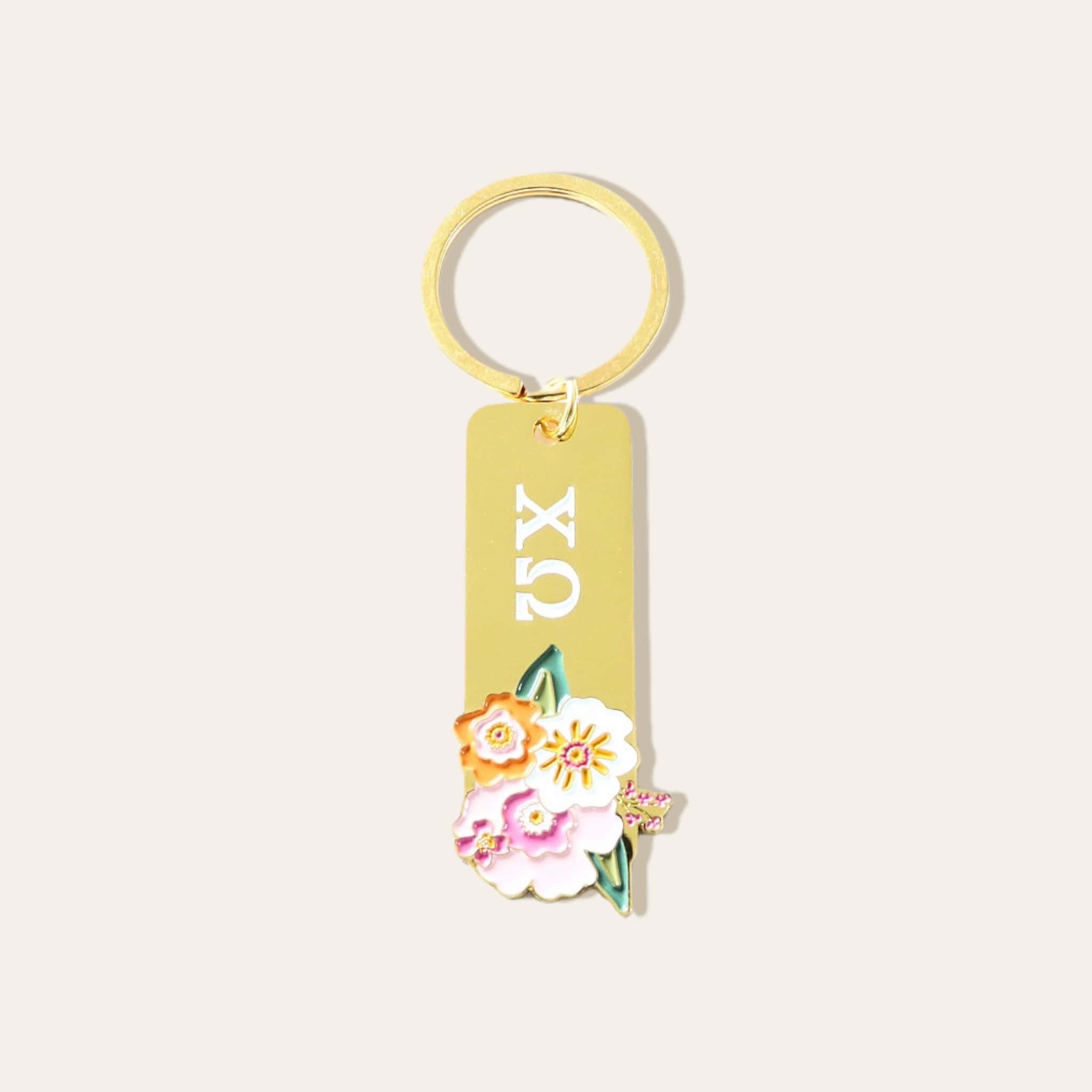 Picture of Sorority Greek Letter Enamel Floral Keychain- Chi 