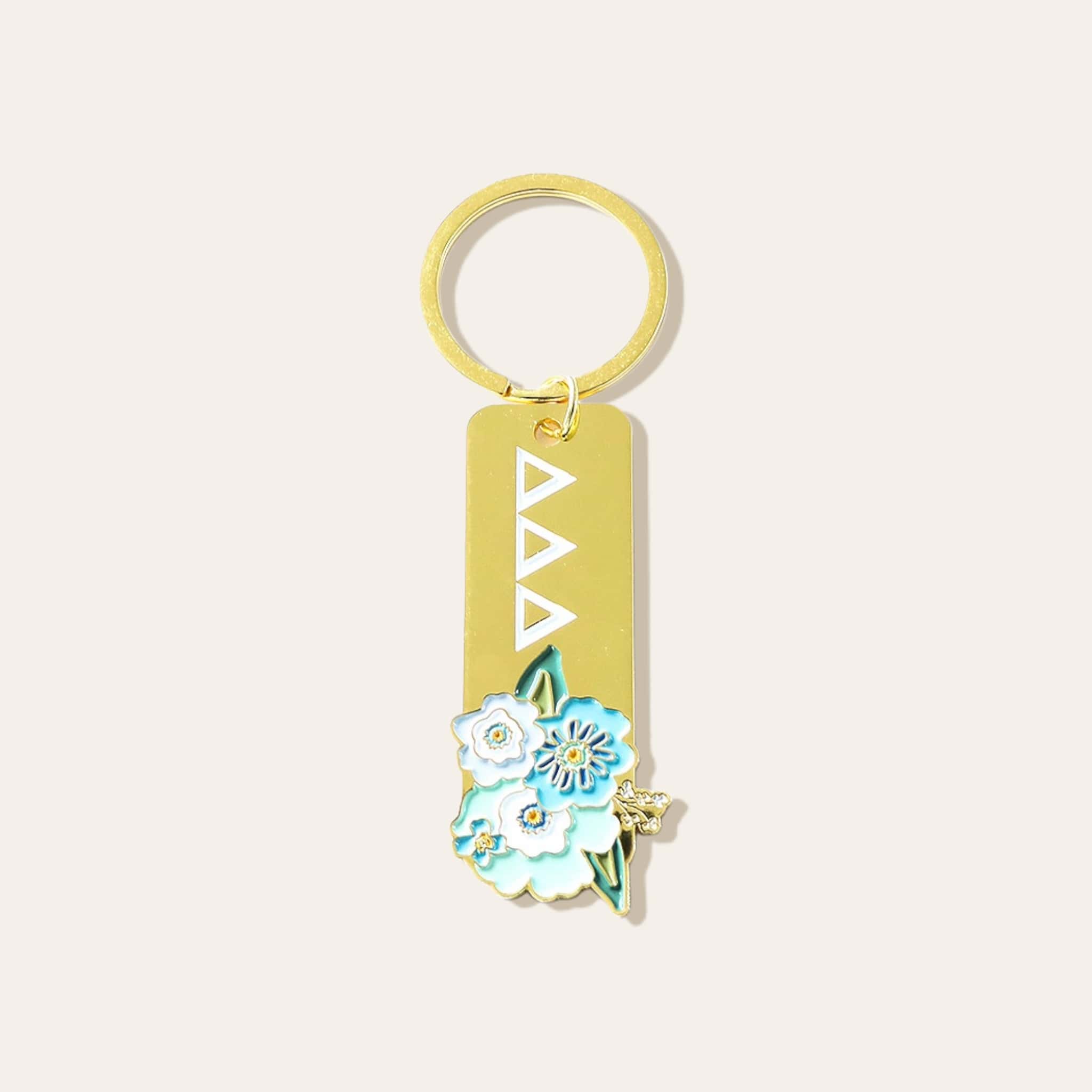 Picture of Sorority Greek Letter Enamel Floral Keychain- Delt