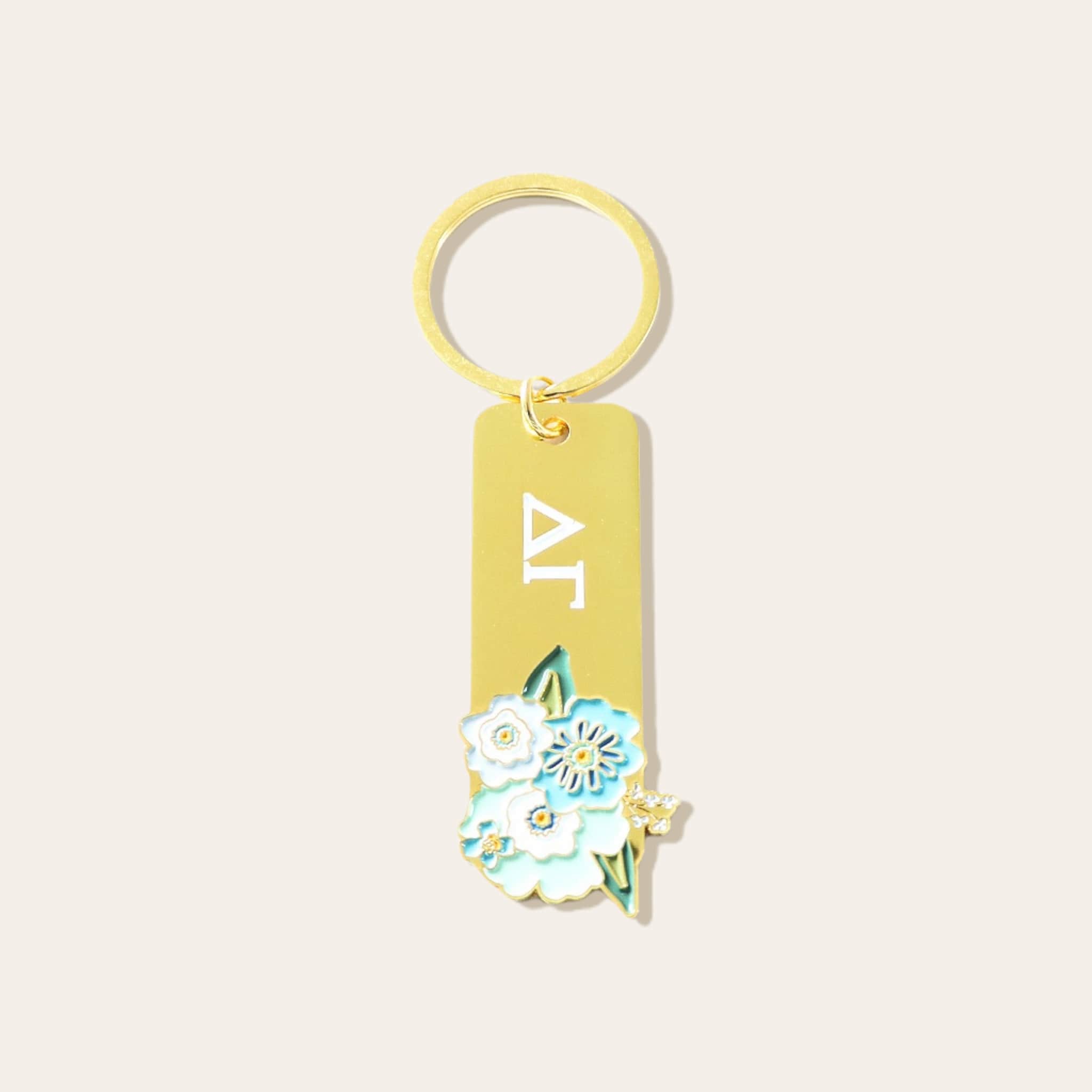 Picture of Sorority Greek Letter Enamel Floral Keychain- Delt