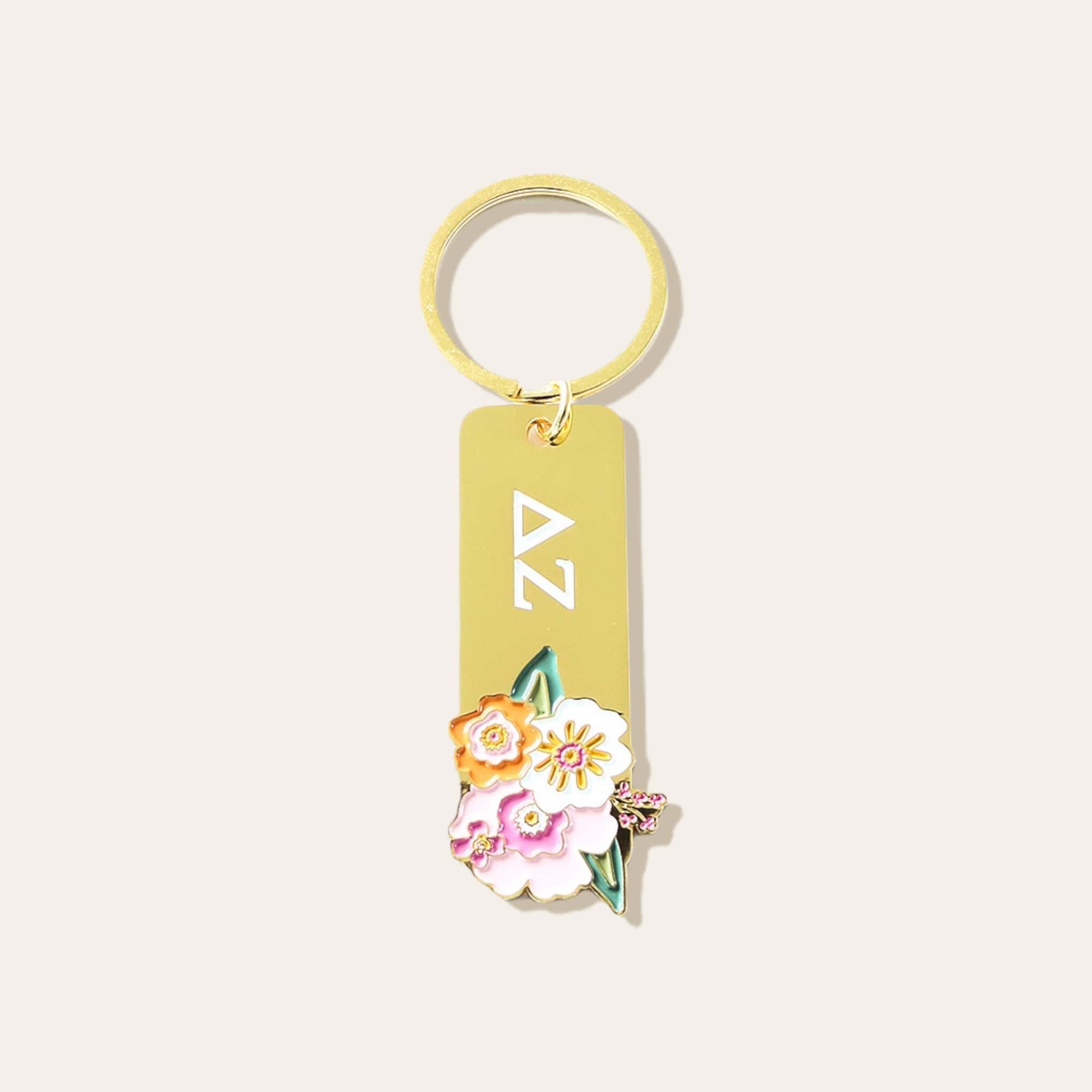 Picture of Sorority Greek Letter Enamel Floral Keychain- Delt