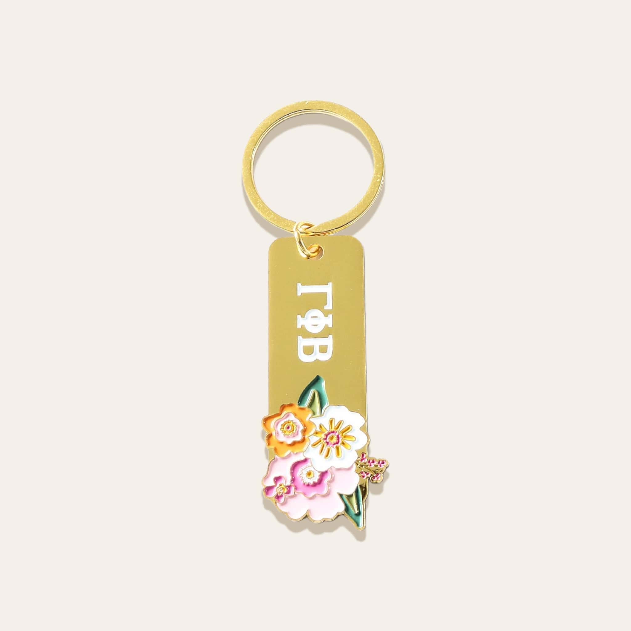 Picture of Sorority Greek Letter Enamel Floral Keychain- Gamm