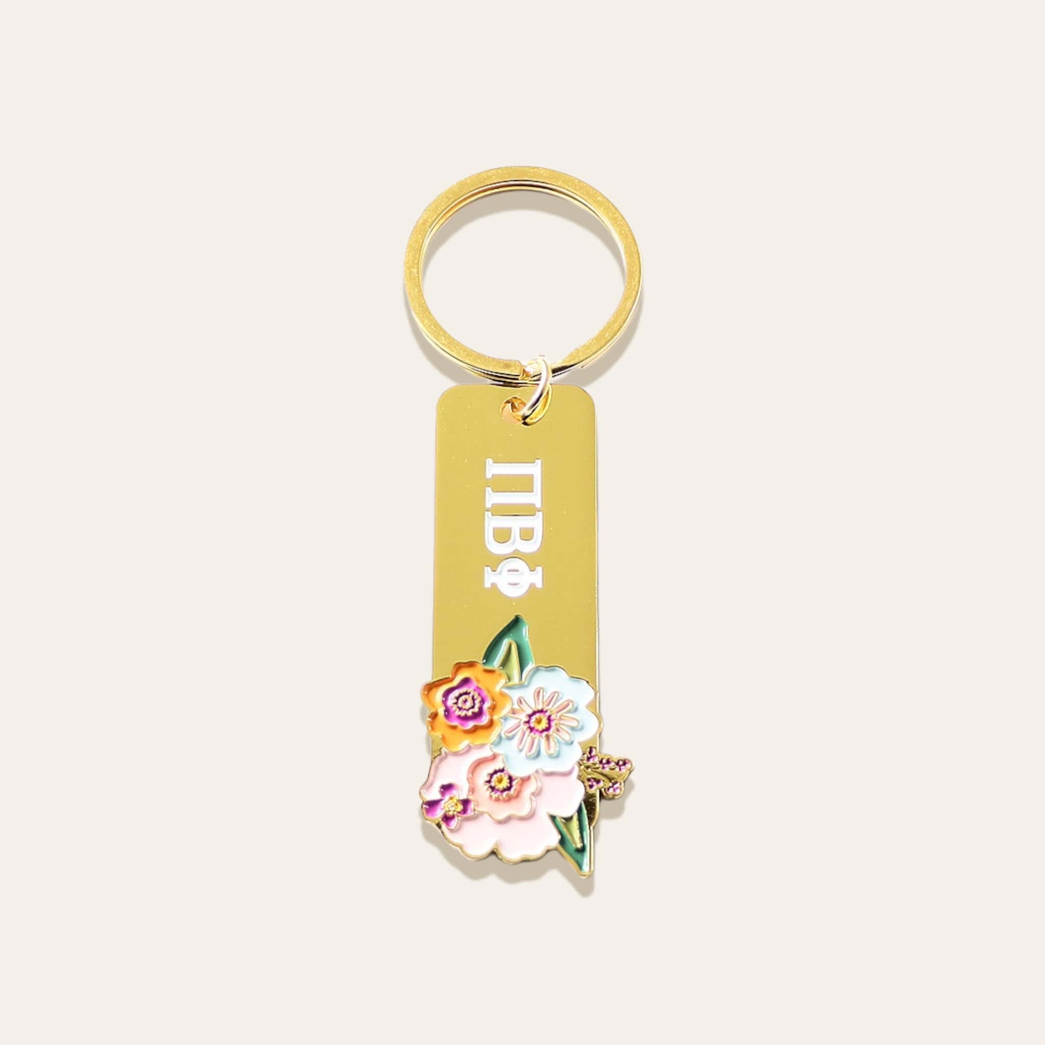 Picture of Sorority Greek Letter Enamel Floral Keychain- Pi B