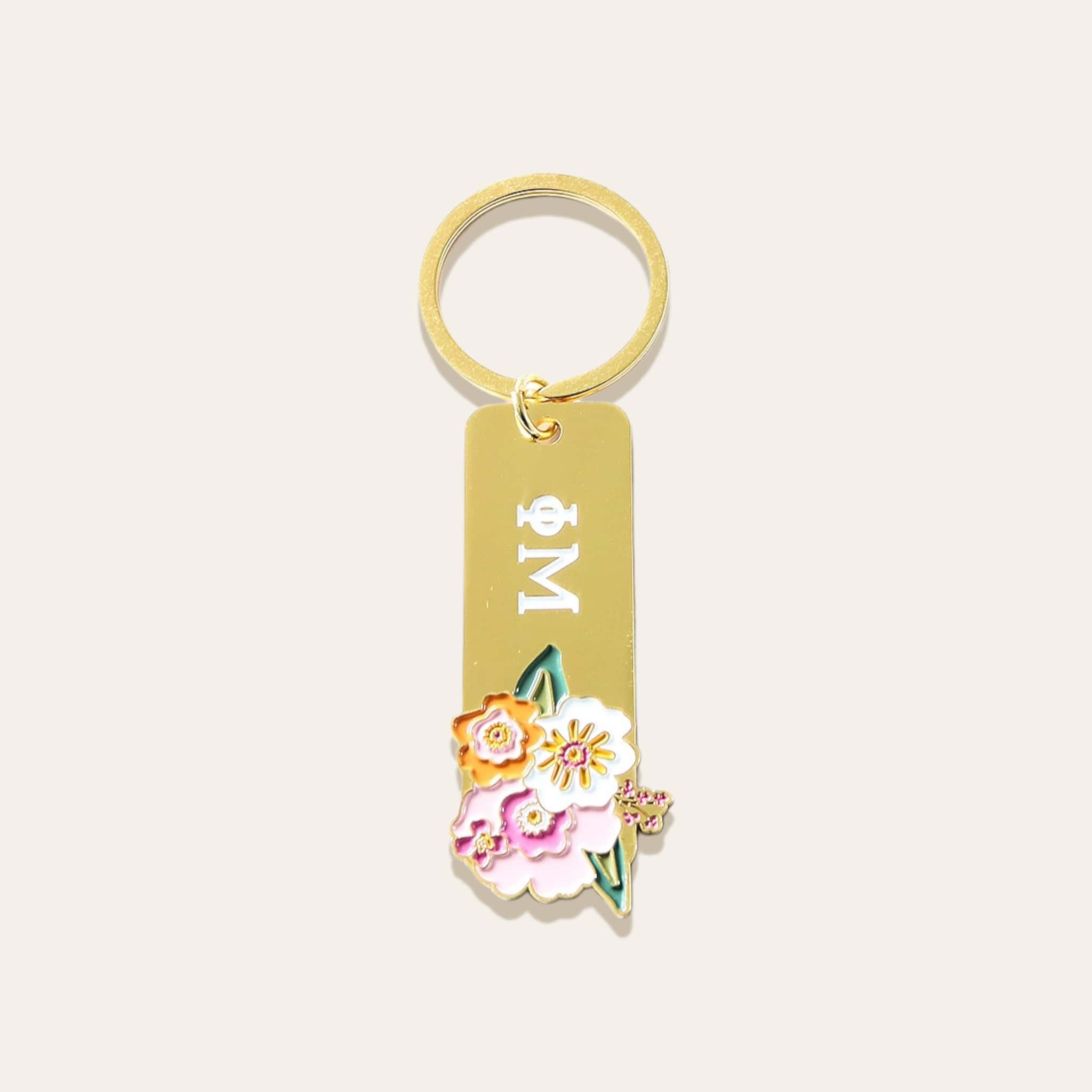 Picture of Sorority Greek Letter Enamel Floral Keychain- Phi 