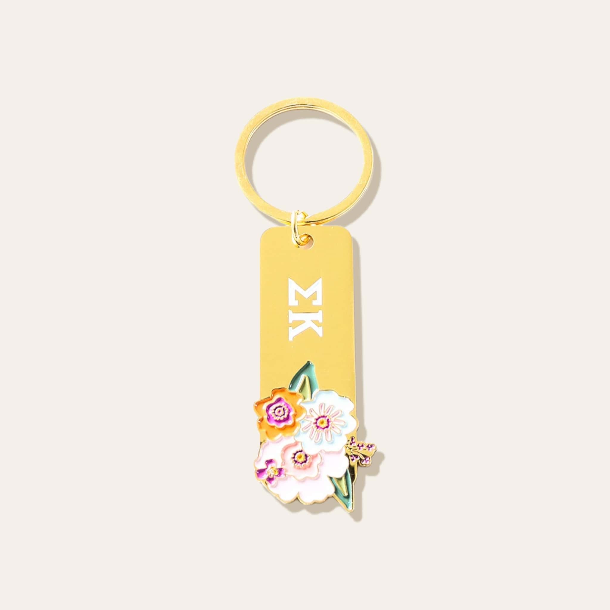 Picture of Sorority Greek Letter Enamel Floral Keychain- Sigm