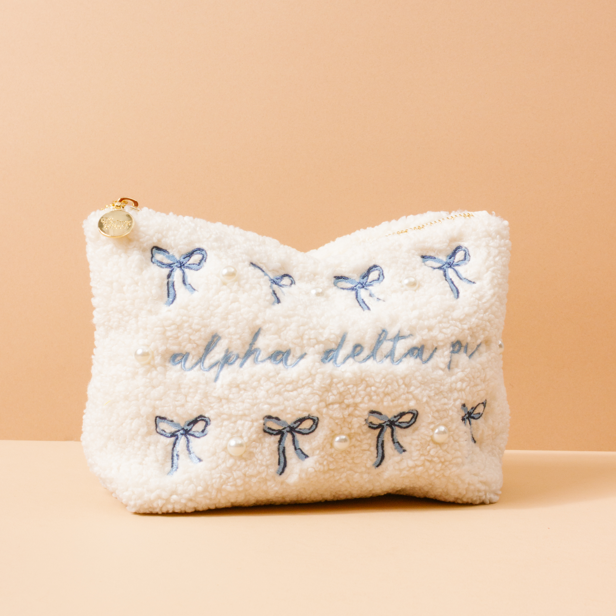 Picture of Sorority Bows & Pearls Teddy Pouch-Alpha Delta Pi