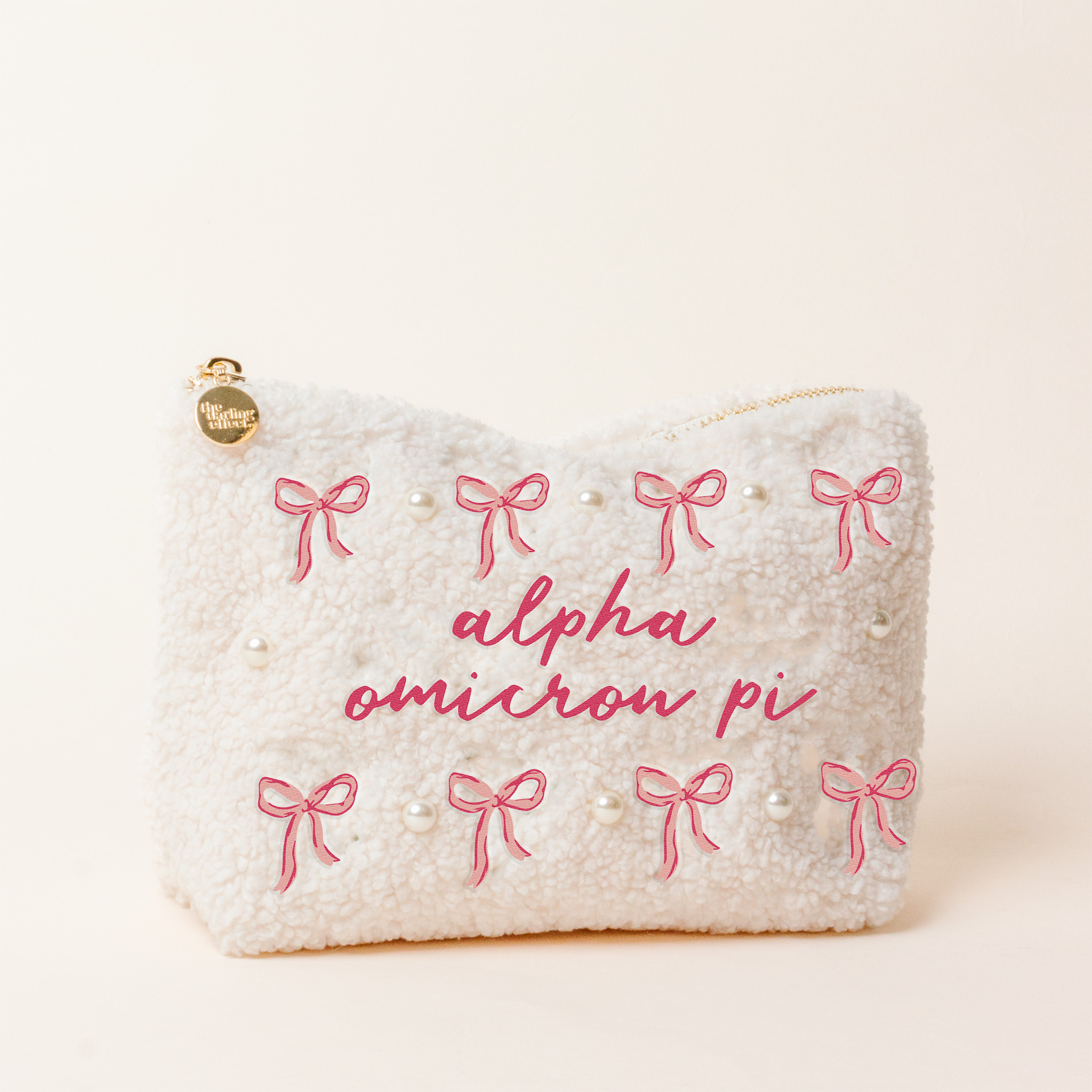 Picture of Sorority Bows & Pearls Teddy Pouch-Alpha Omicron P