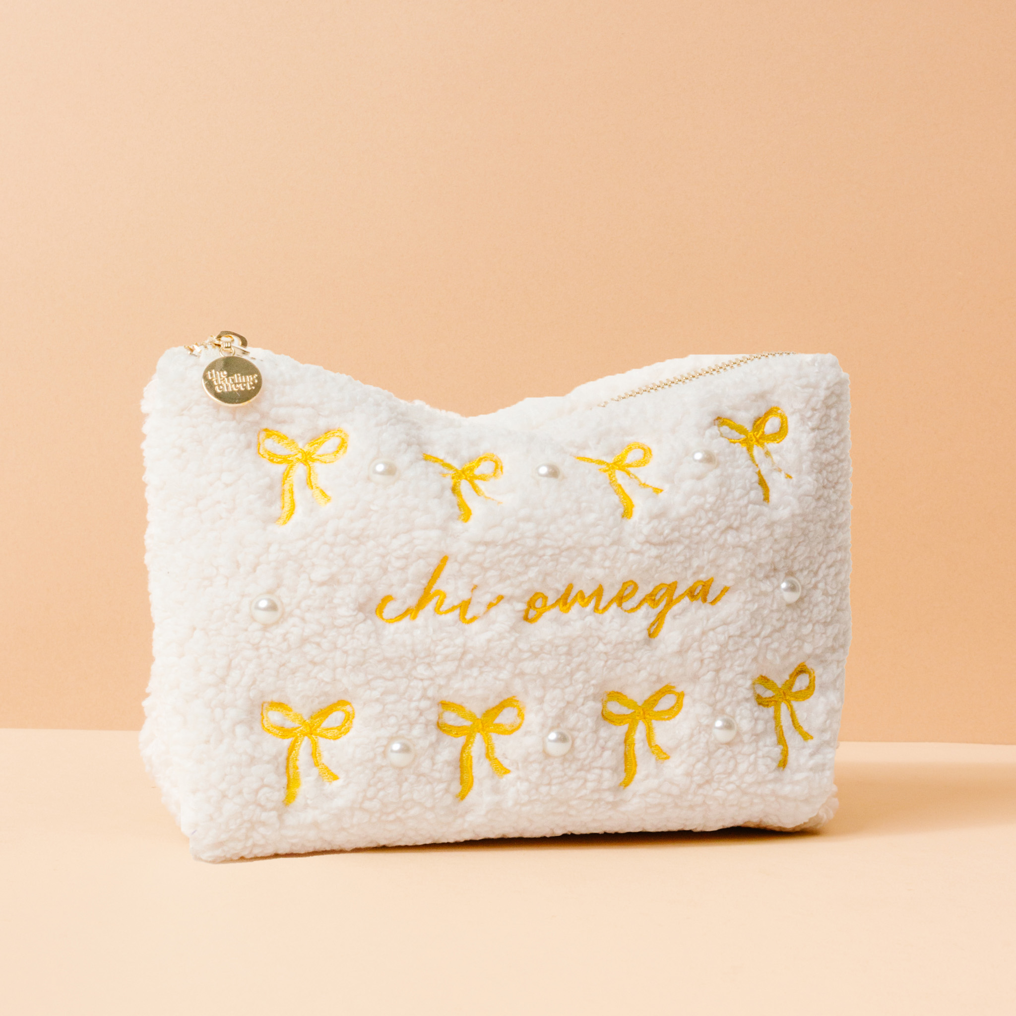 Picture of Sorority Bows & Pearls Teddy Pouch-Chi Omega