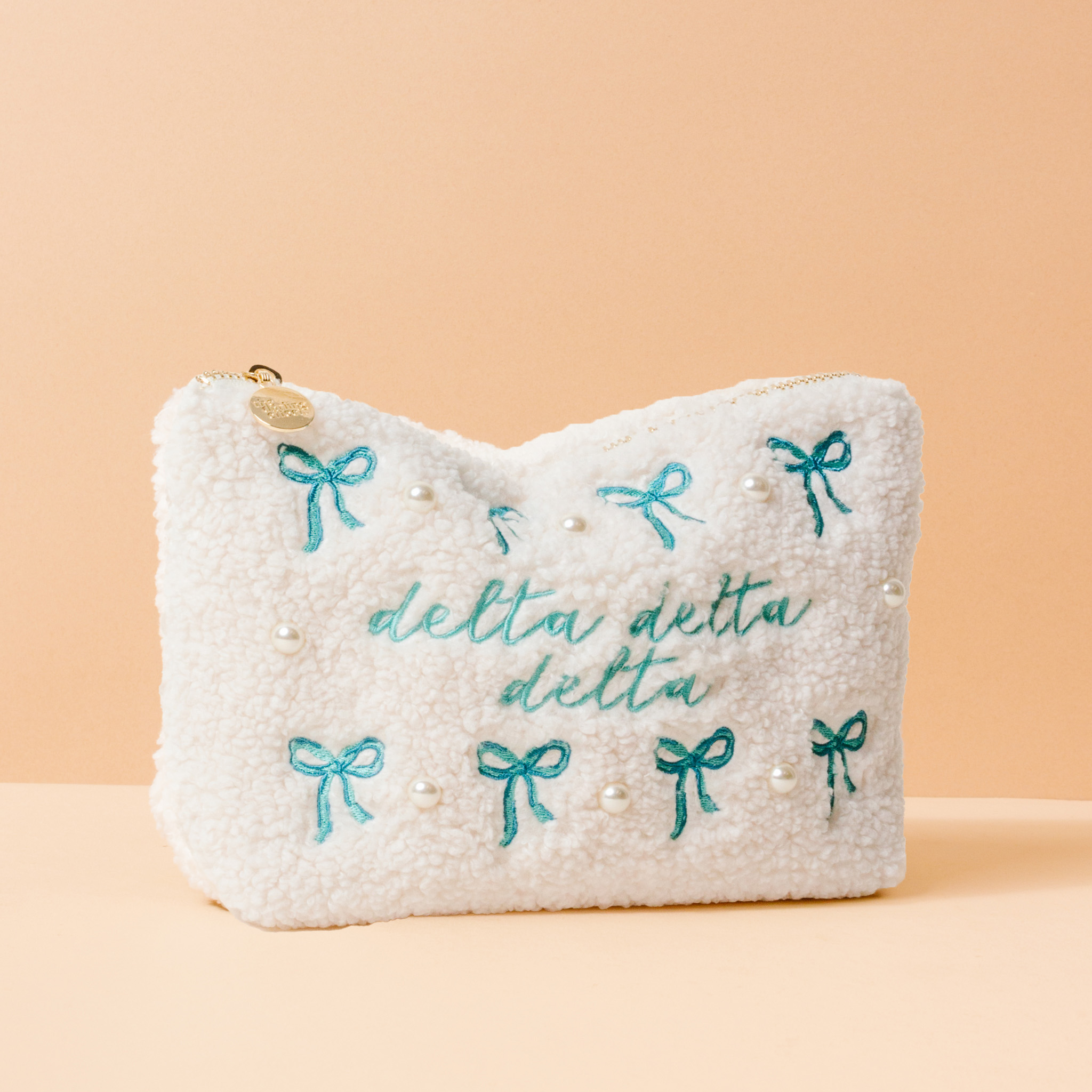 Picture of Sorority Bows & Pearls Teddy Pouch-Delta Delta Del