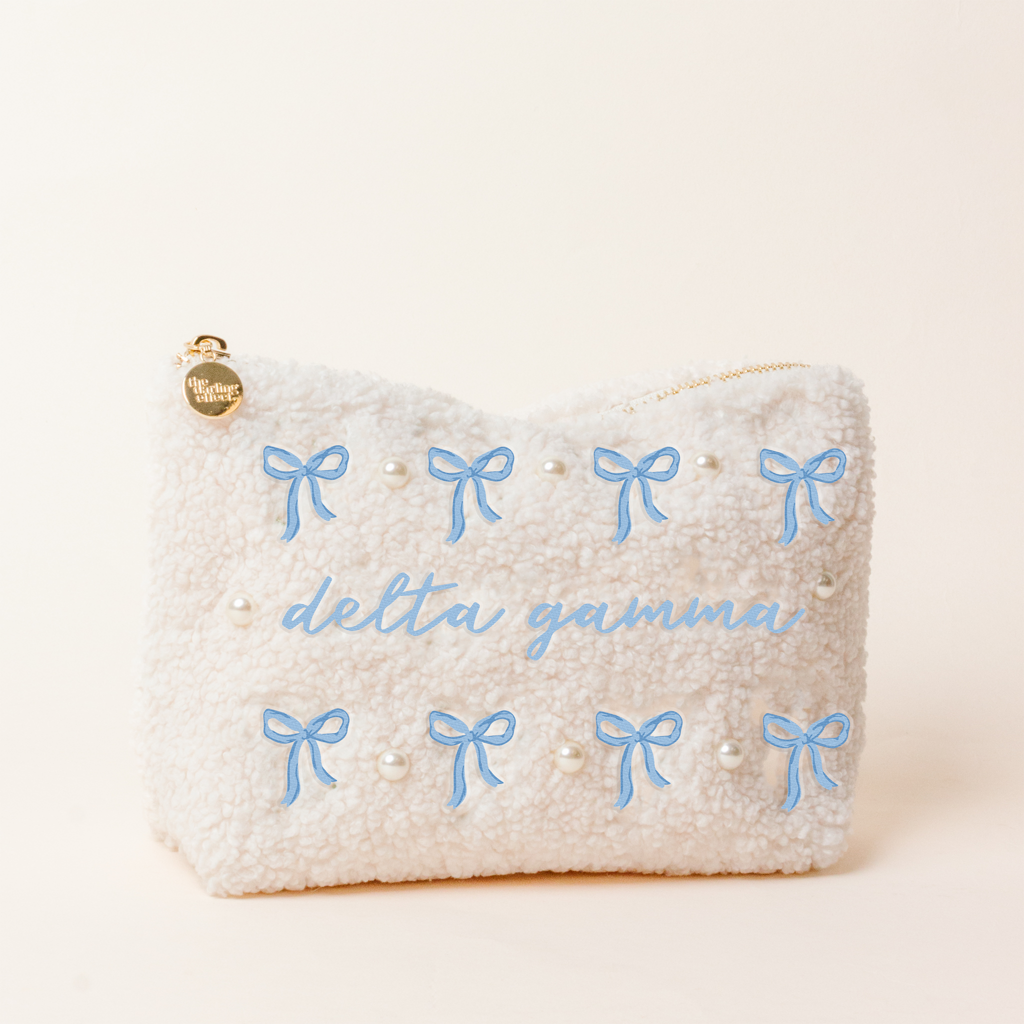 Picture of Sorority Bows & Pearls Teddy Pouch-Delta Gamma