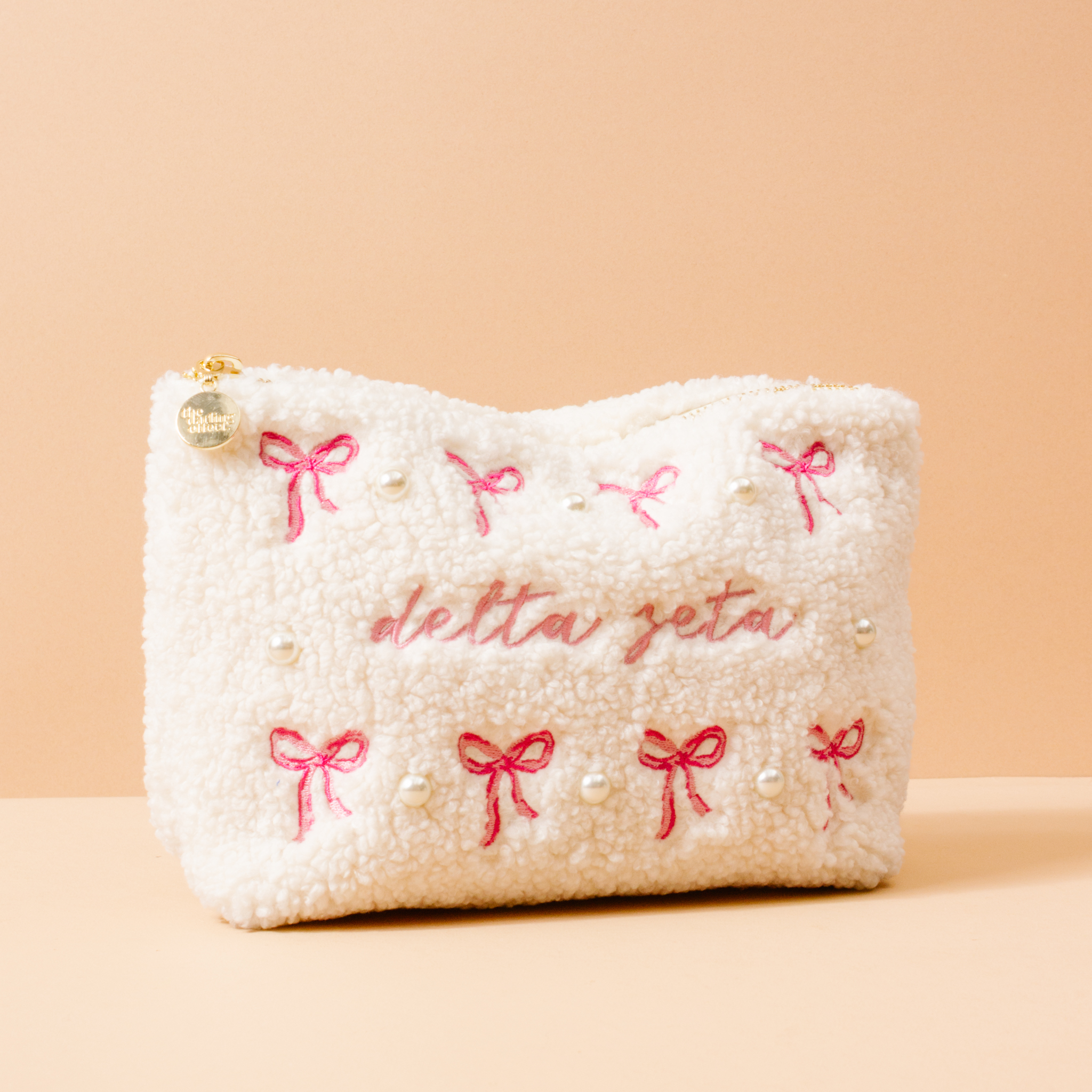 Picture of Sorority Bows & Pearls Teddy Pouch-Delta Zeta
