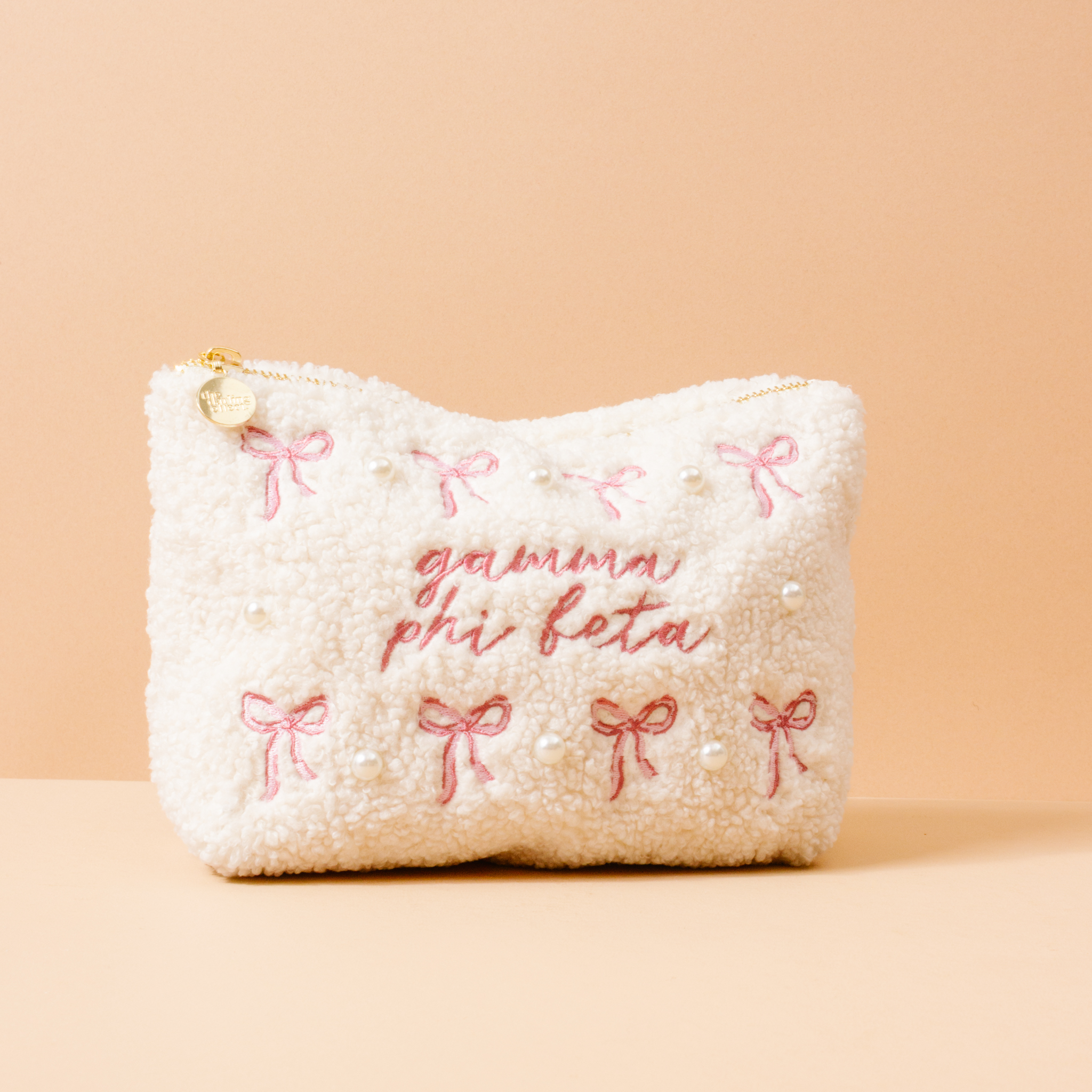 Picture of Sorority Bows & Pearls Teddy Pouch-Gamma Phi Beta