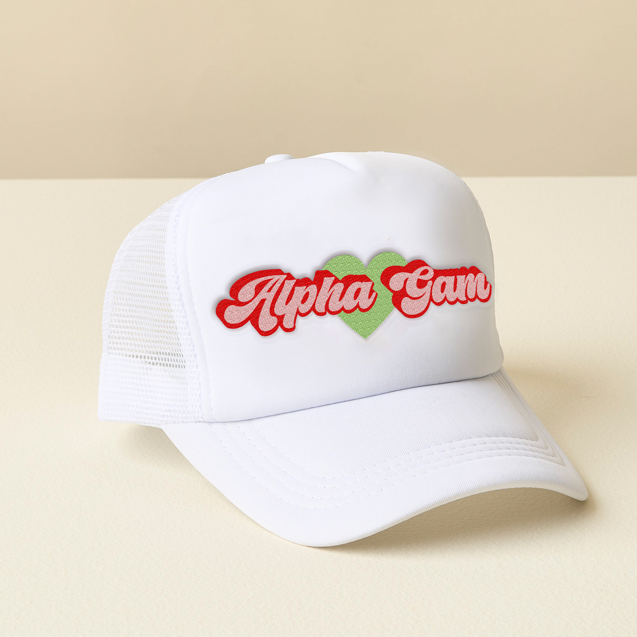 Picture of Sorority White Trucker Hat-Alpha Gamma Delta