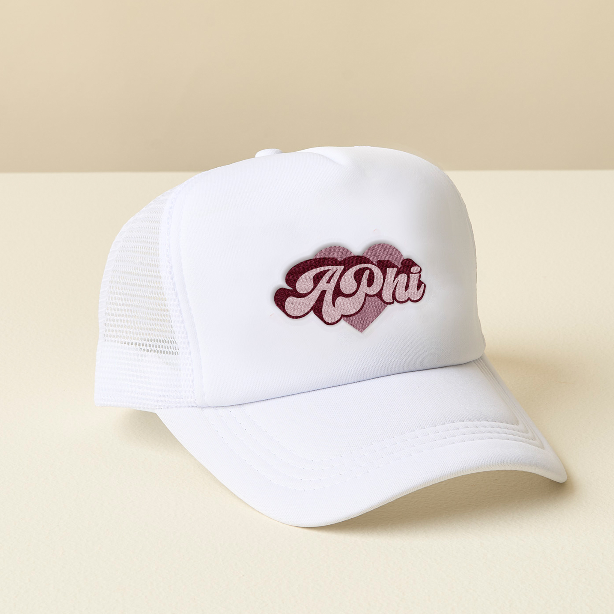 Picture of Sorority White Trucker Hat-Alpha Phi