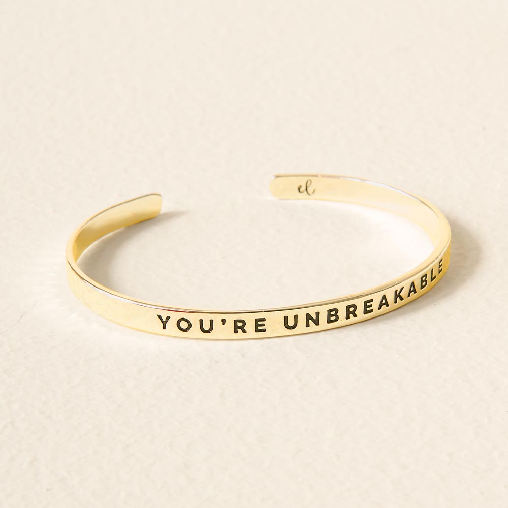 Picture of Little Reminder Cuff Gold - You're Unbreakable