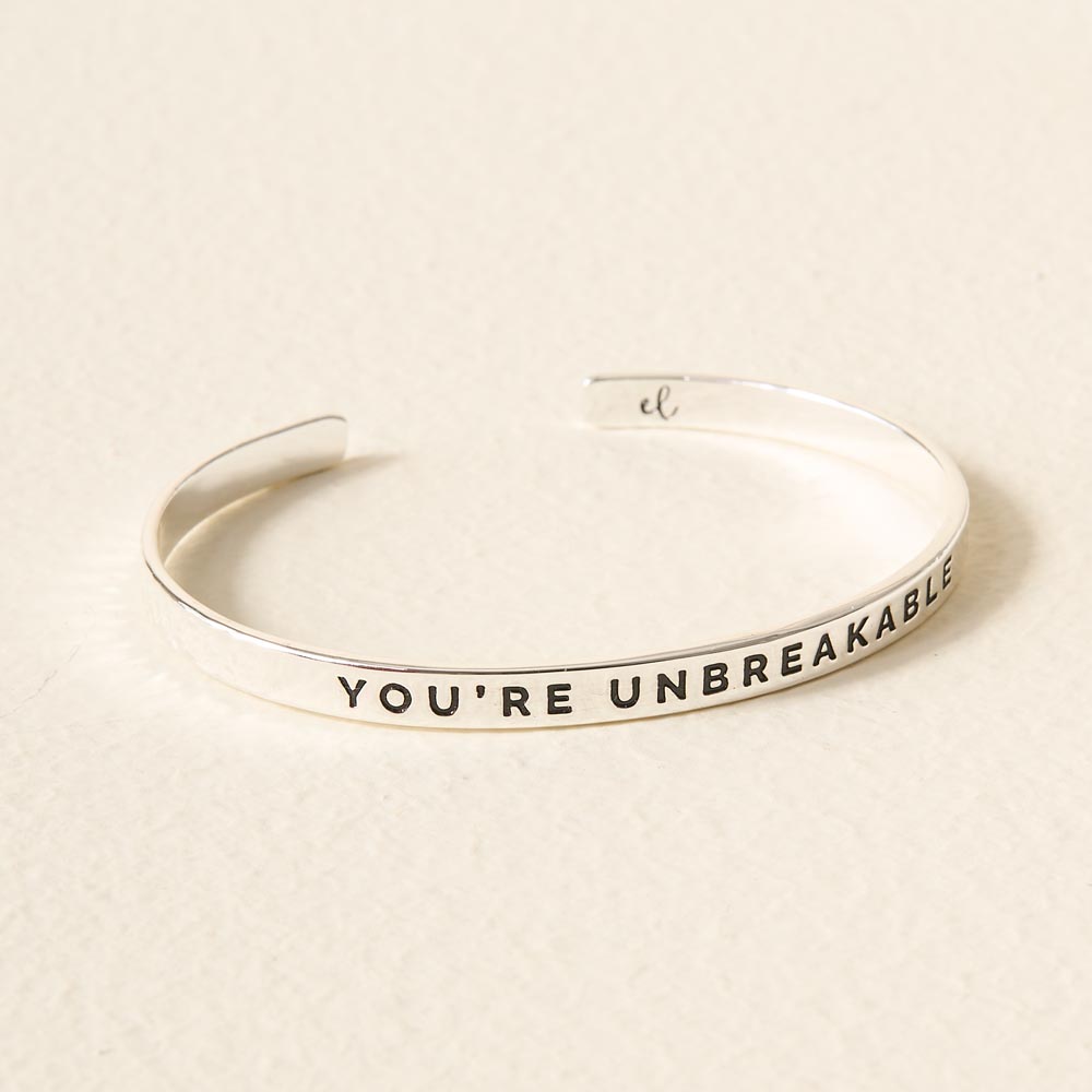 Picture of Little Reminder Cuff Silver - You're Unbreakable