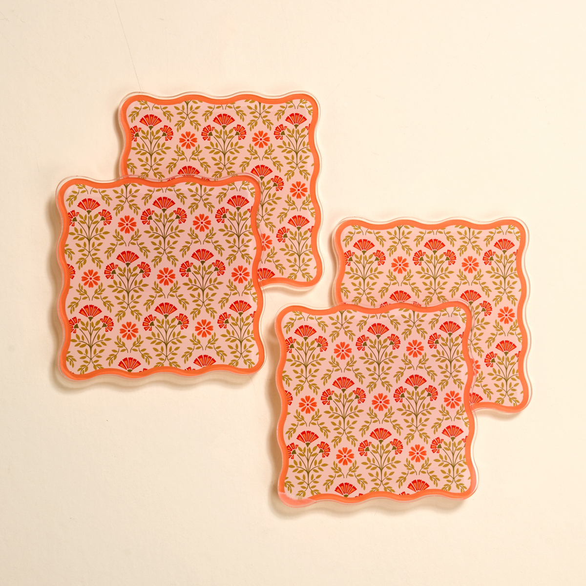 Picture of Table Talk Acrylic Coaster Set-Everbloom Dusty Ros