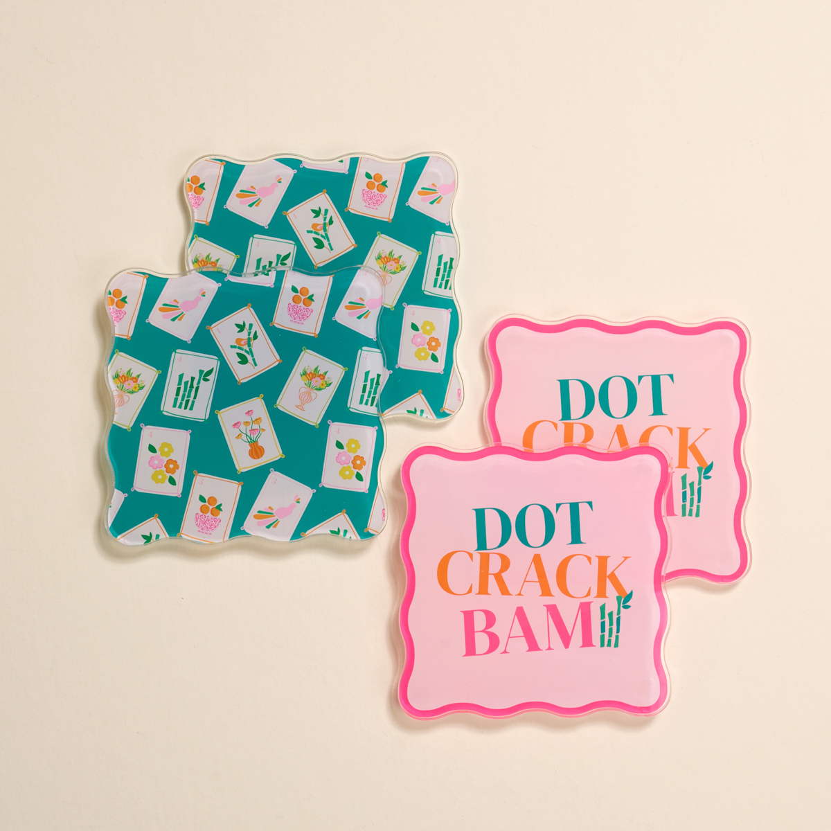 Picture of Table Talk Acrylic Coaster Set-It's Mahj Time