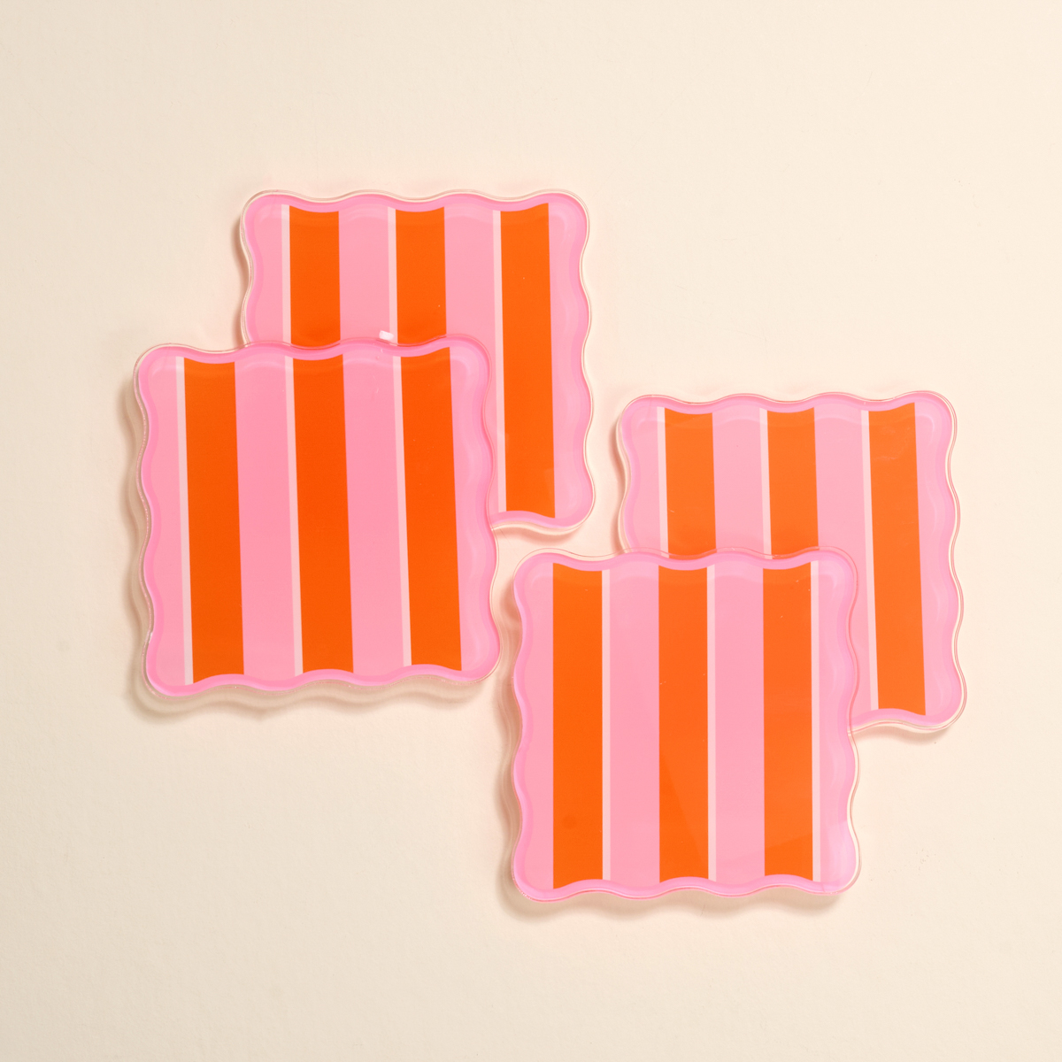Picture of Table Talk Acrylic Coaster Set-Sicily Stripes Pink