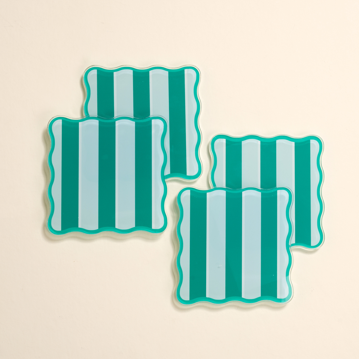Picture of Table Talk Acrylic Coaster Set-Sicily Stripes Teal