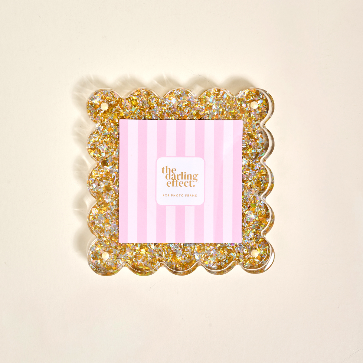 Picture of Square Scalloped Acrylic Picture Frame-Gold Glitte